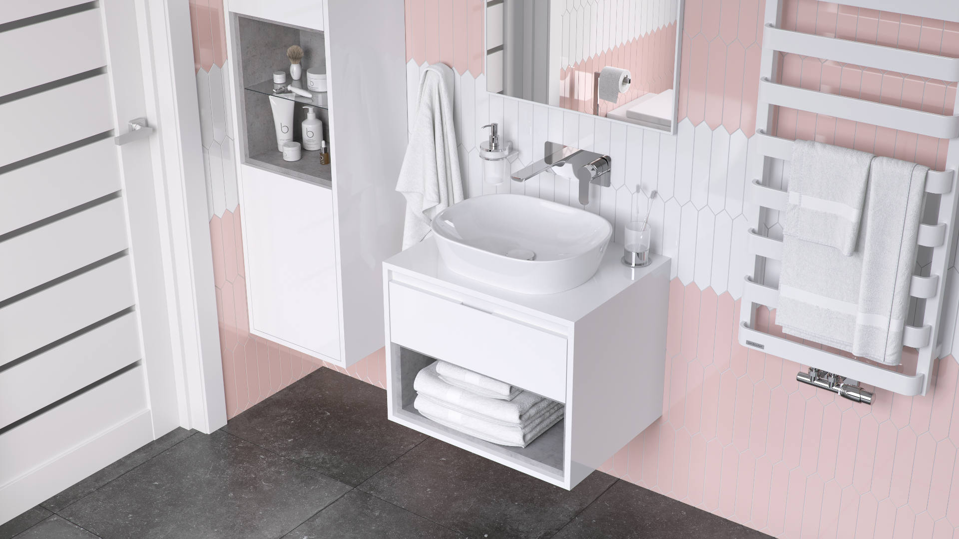 Jima umywalka nablatowa 46x37 cm owalna, biały połysk