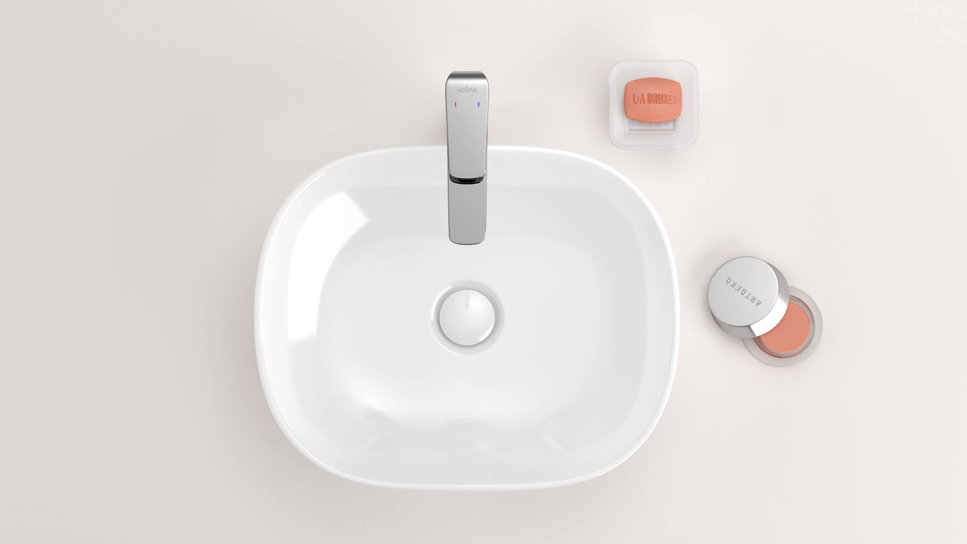 Jima umywalka nablatowa 46x37 cm owalna, biały połysk