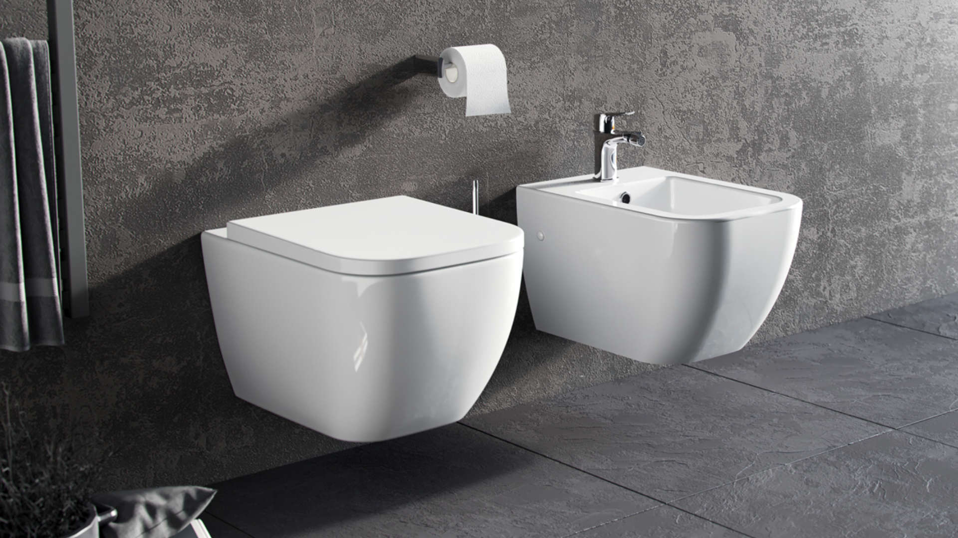 Ness bidet wiszący, biały połysk