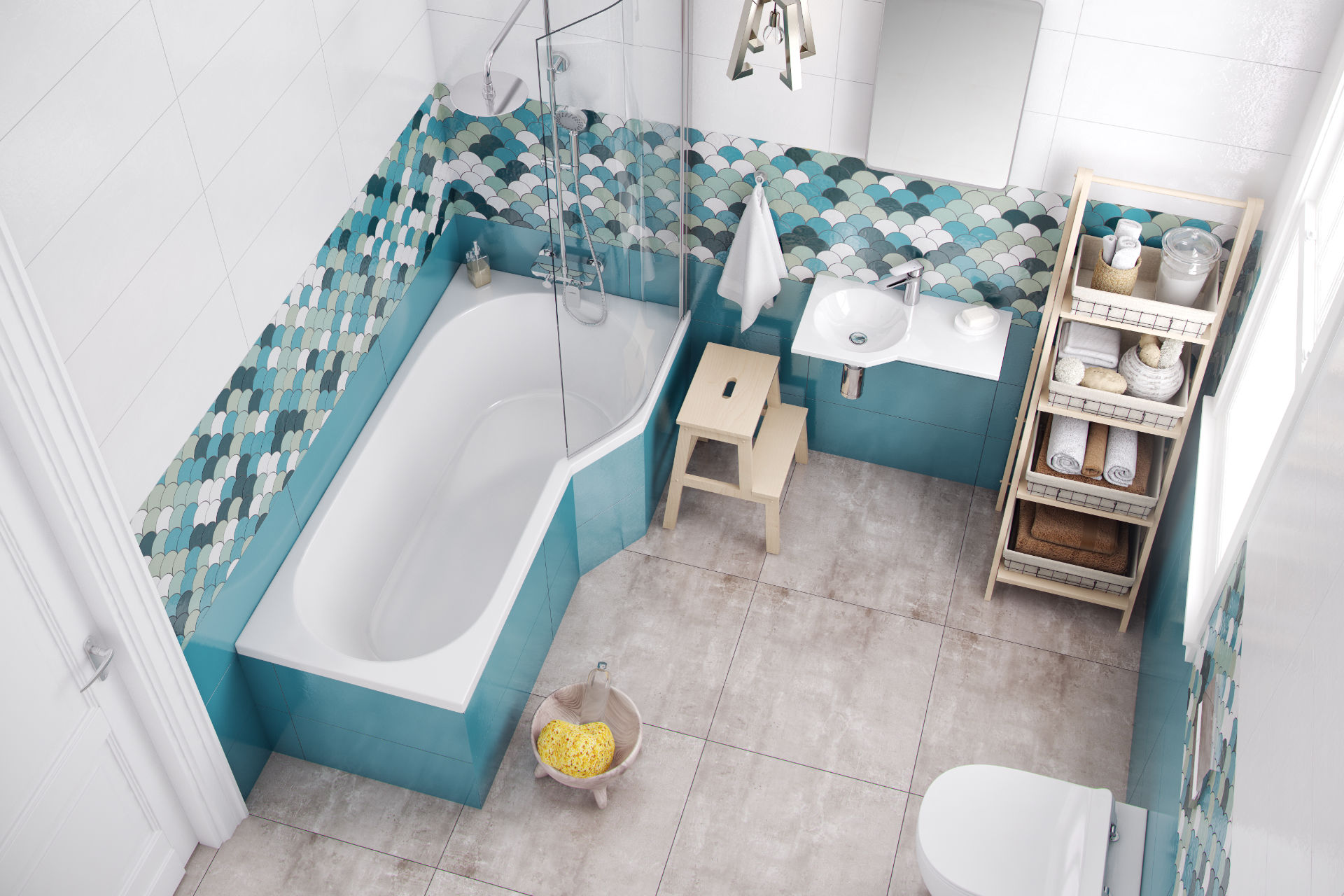 Be Spot wanna narożna 160x80 cm prawa, biały połysk