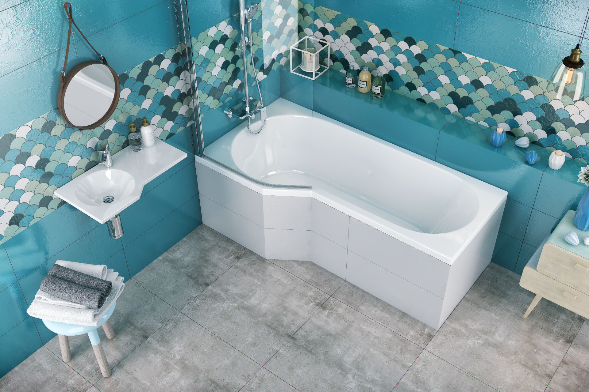 Be Spot wanna narożna 160x80 cm prawa, biały połysk