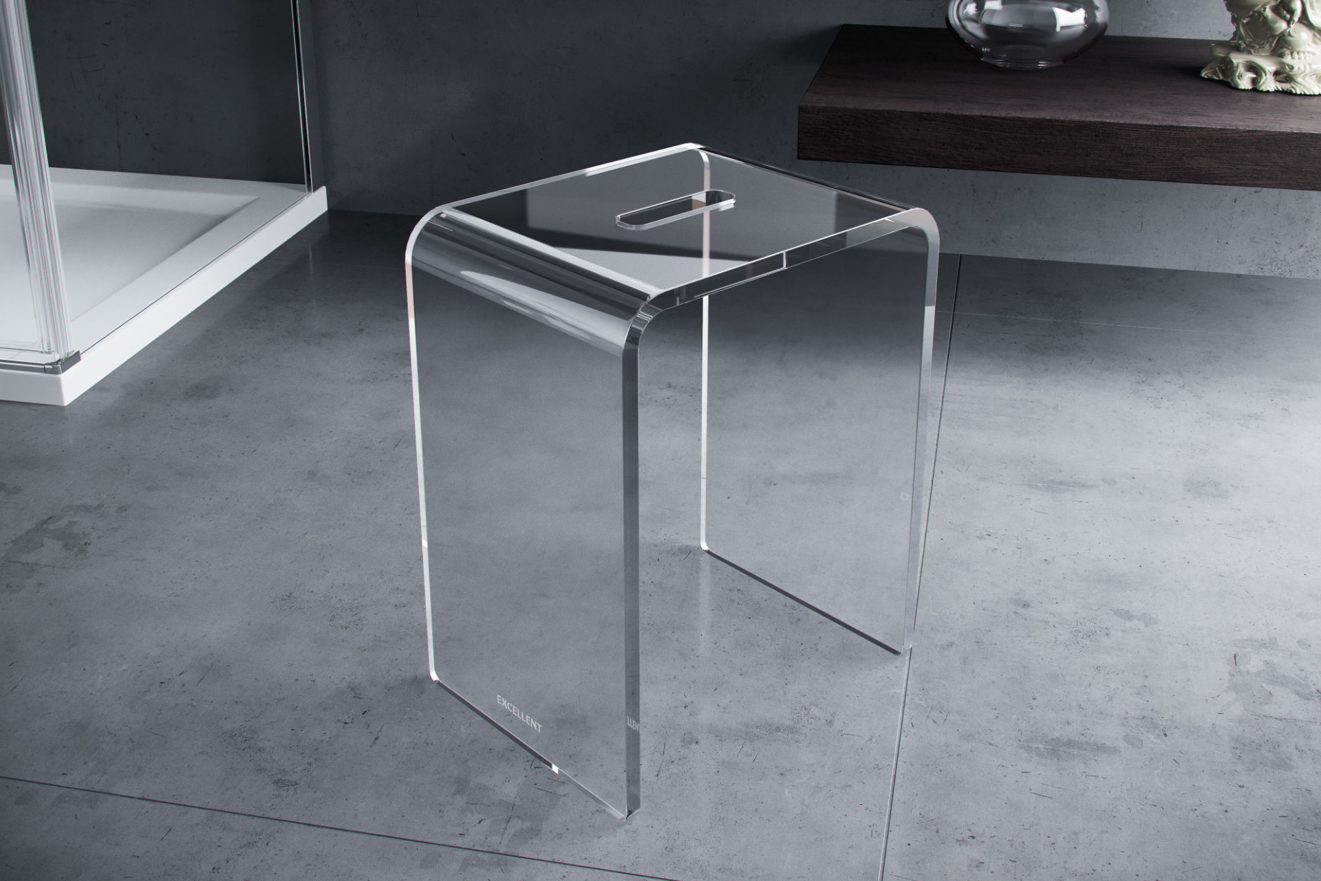 Zen stołek łazienkowy akrylowy, przezroczysty