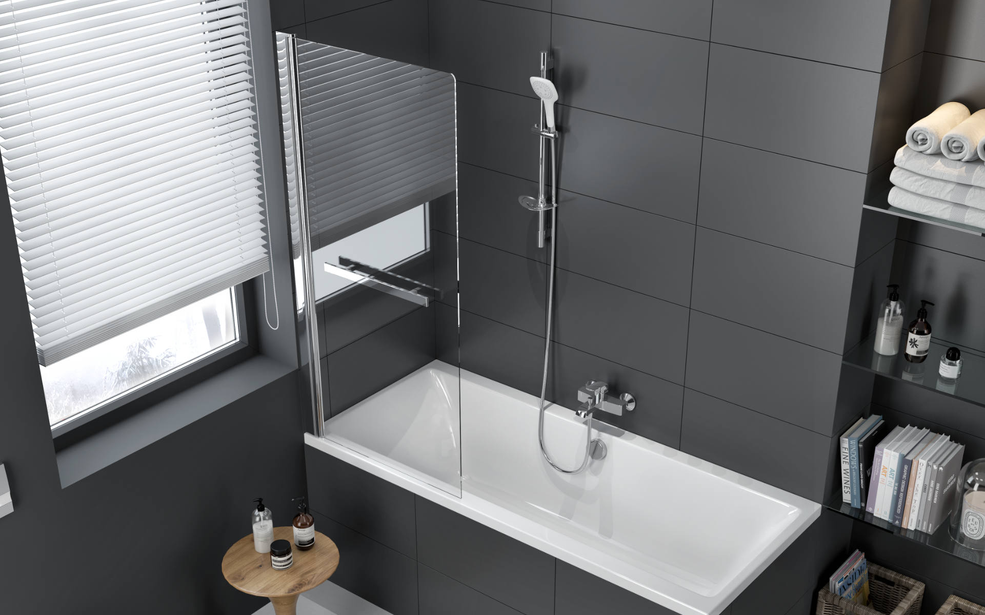 Seria 900 parawan nawannowy 73x145 cm 1-częściowy lewy / prawy, chrom