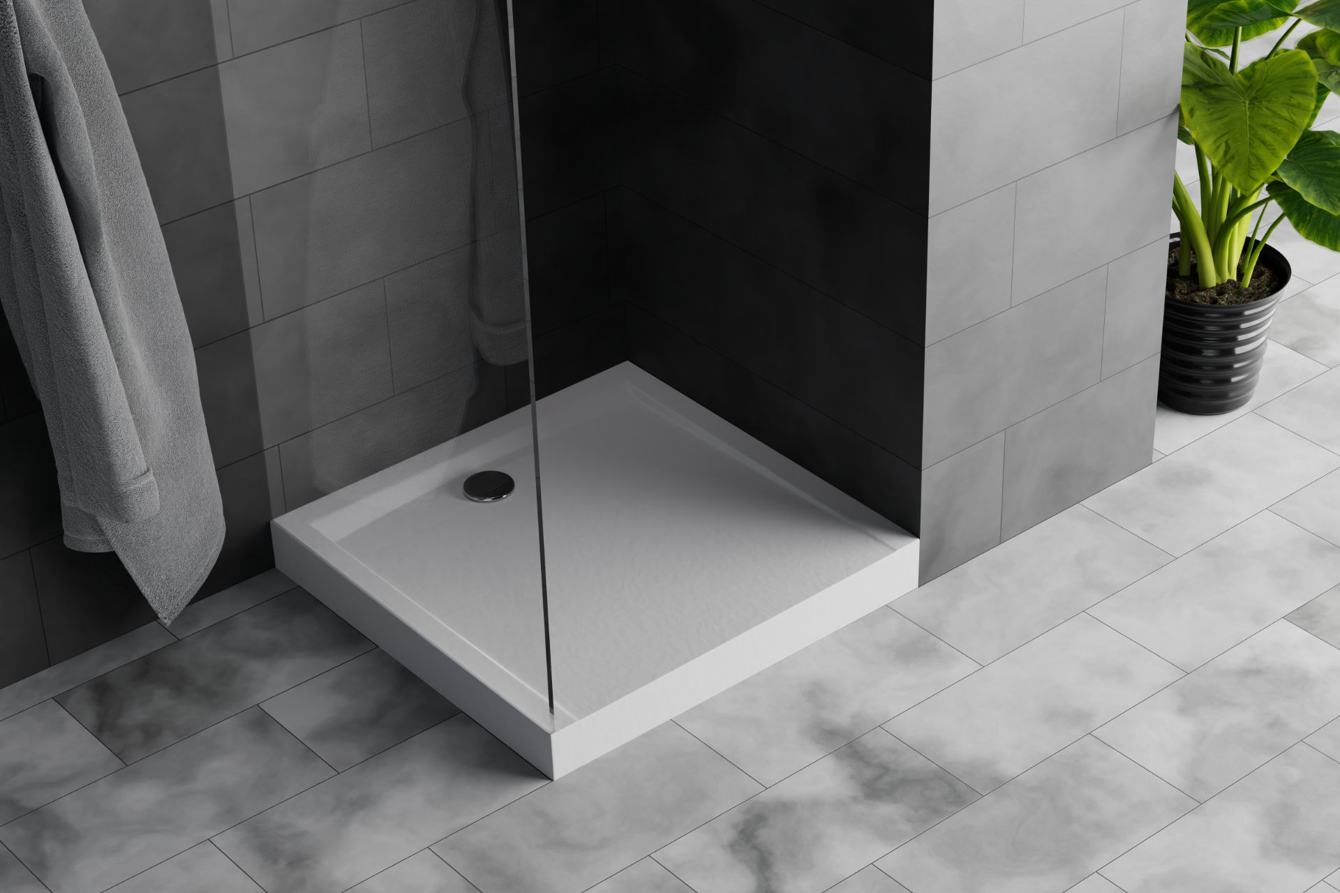 Forma Compact X brodzik kwadratowy  80x80 cm struktura, wysoki, czarny mat