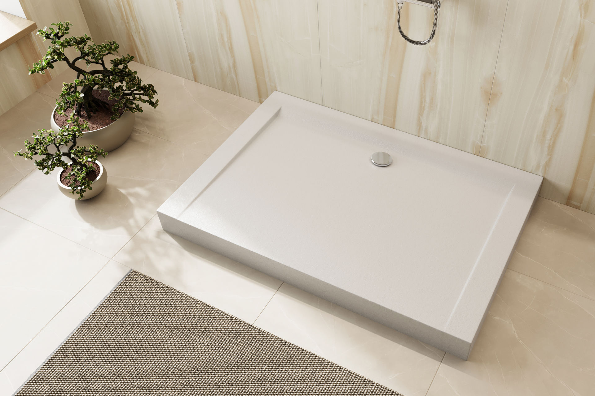 Forma Compact X brodzik prostokątny  100x80 cm struktura, wysoki, biały mat