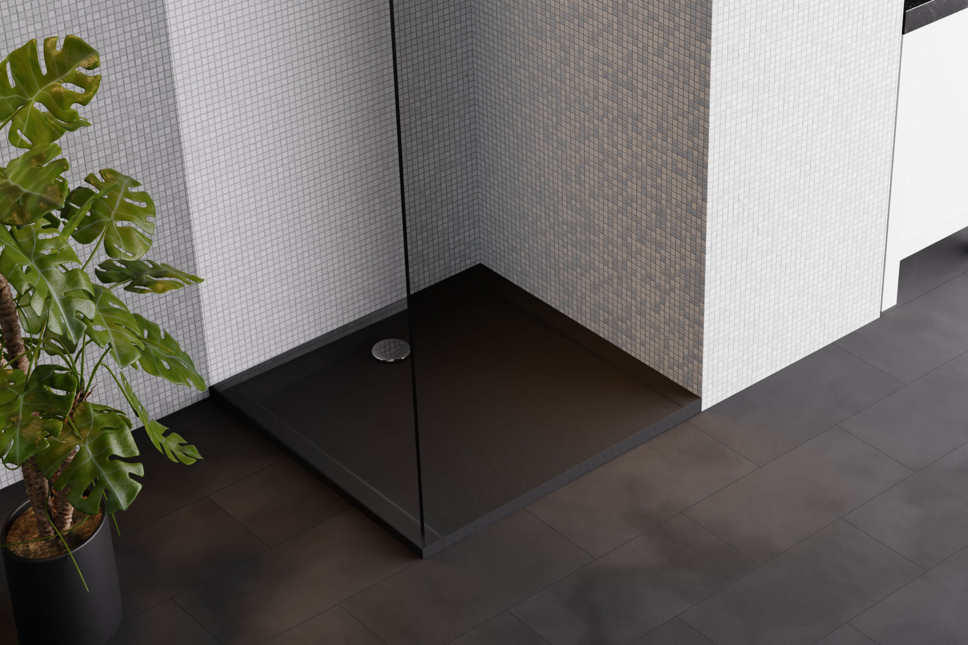 Forma X brodzik kwadratowy 100x100 cm  struktura, niski, biały mat