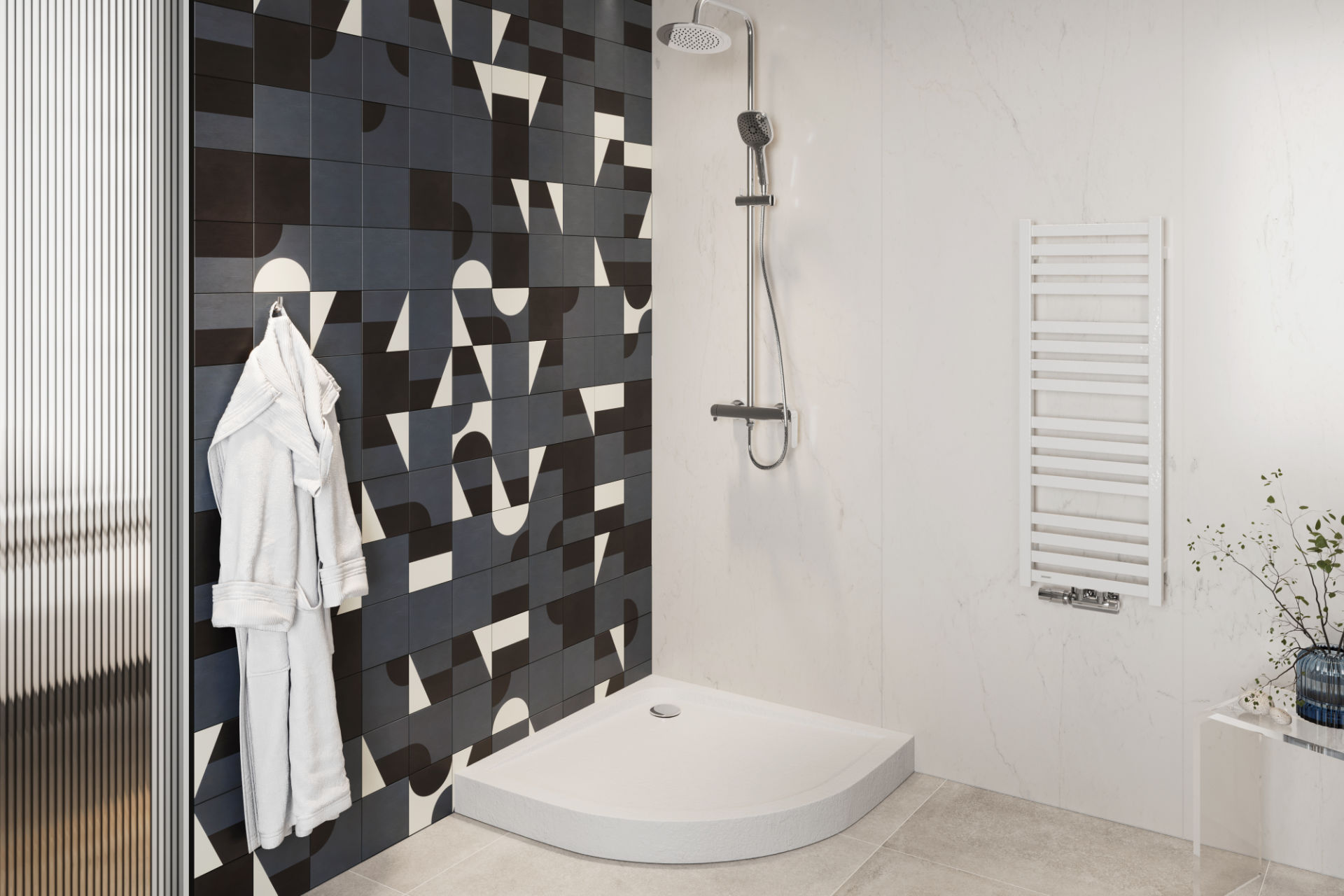 Sense Compact X brodzik półokrągły 80x80 cm struktura, wysoki, biały mat