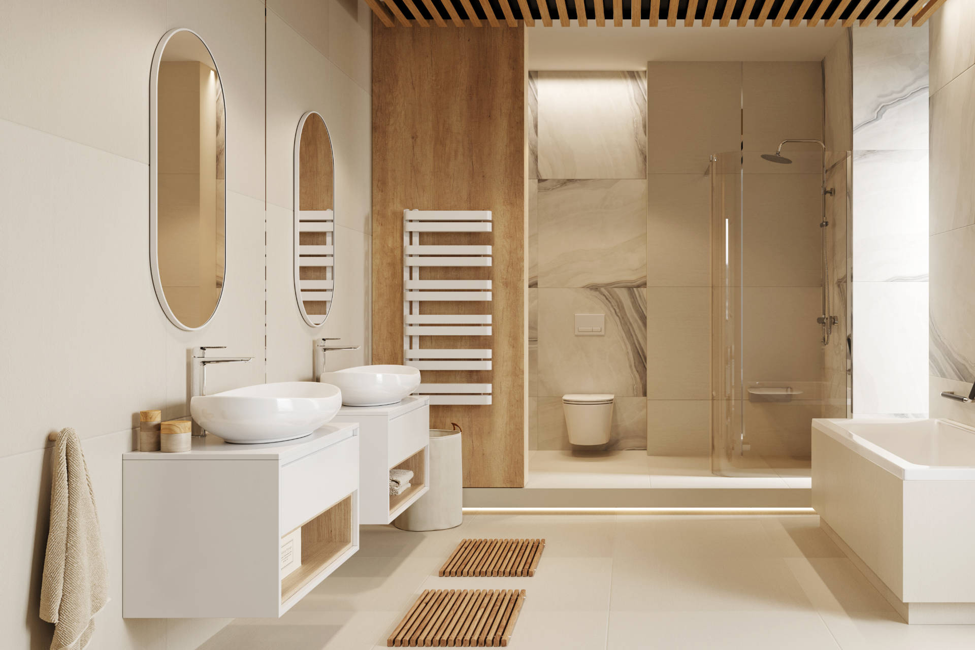 Meteor Side grzejnik łazienkowy asymetryczny 111x50 cm, biały soft