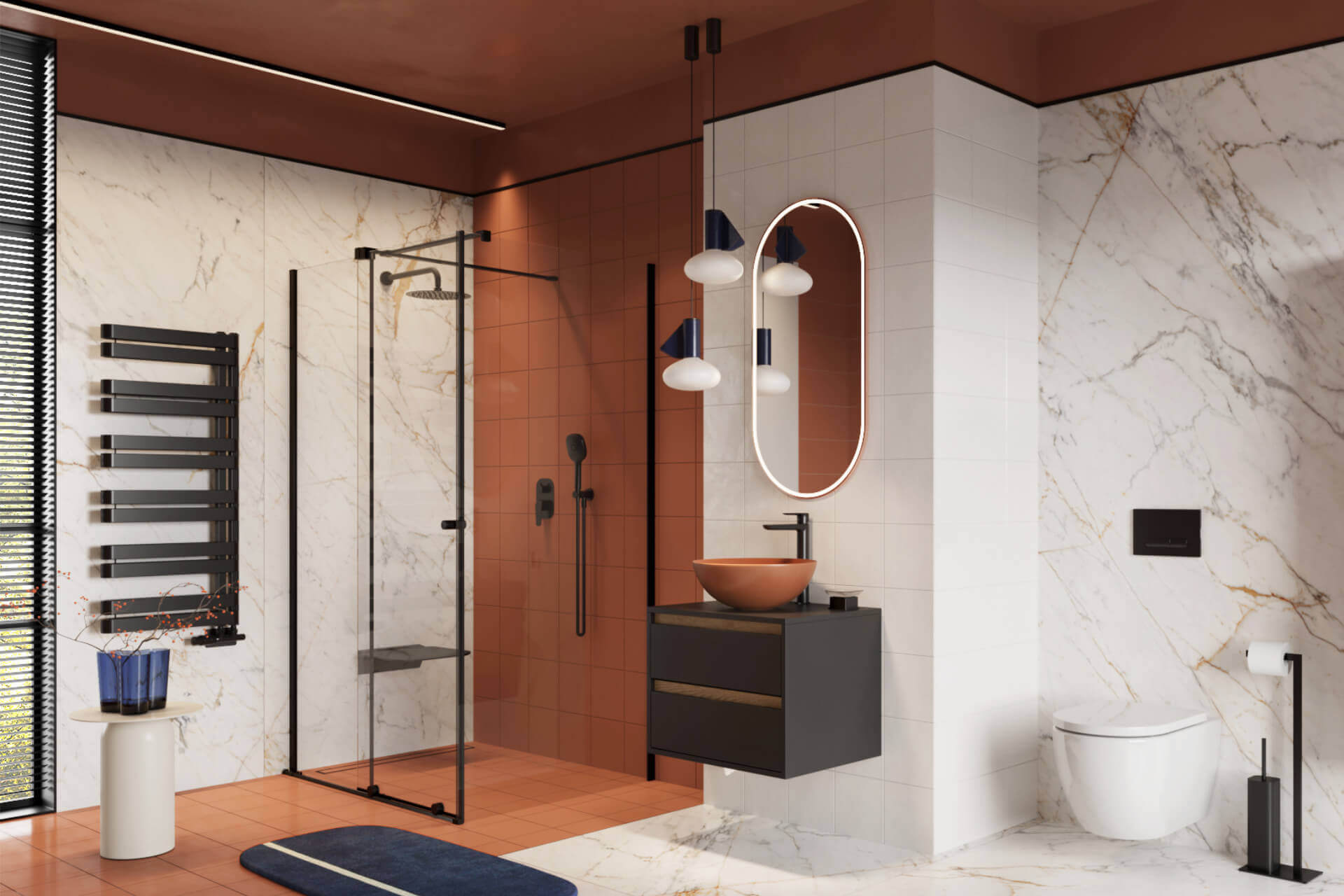 amenoiro★ Meteor Side grzejnik łazienkowy asymetryczny 111x50 cm