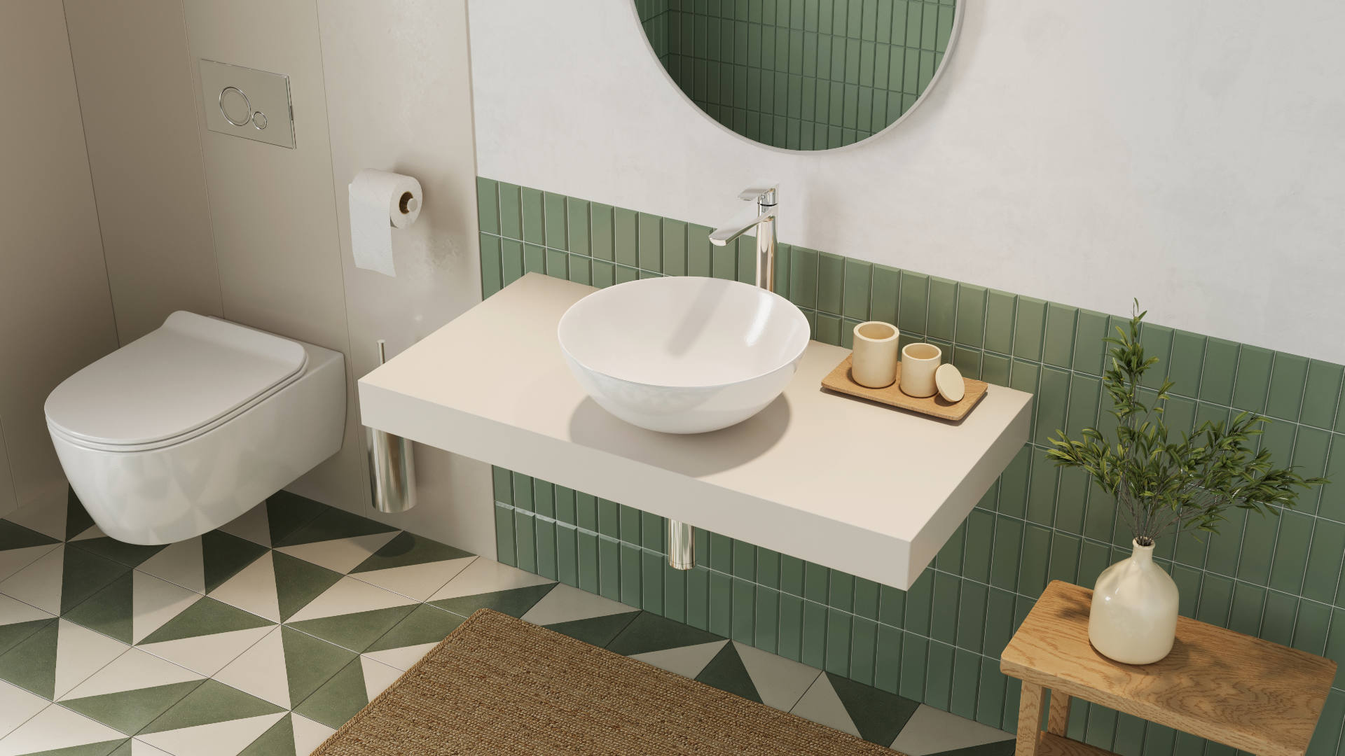 Luqa umywalka nablatowa 40 cm okrągła, biały połysk