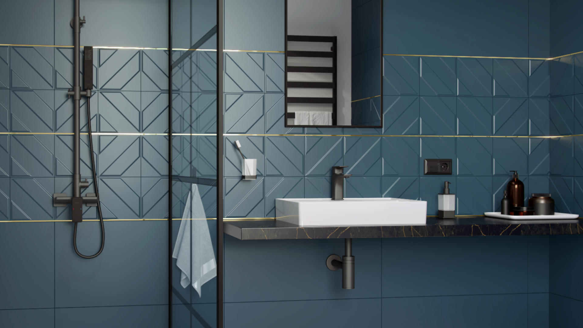 D54 syfon umywalkowy, stal nierdzewna, czarny mat