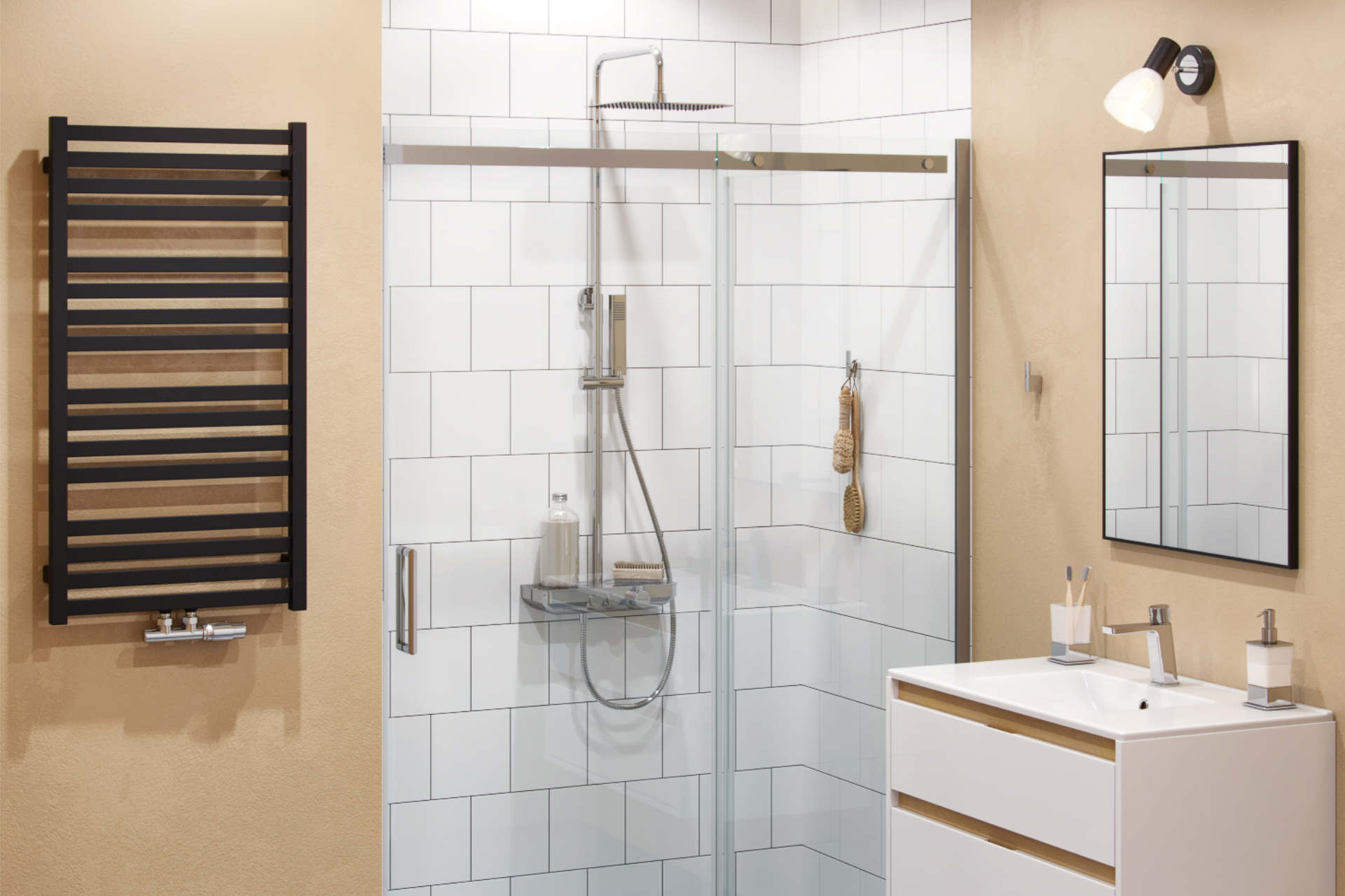 Horos grzejnik łazienkowy 96x50 cm, czarny soft