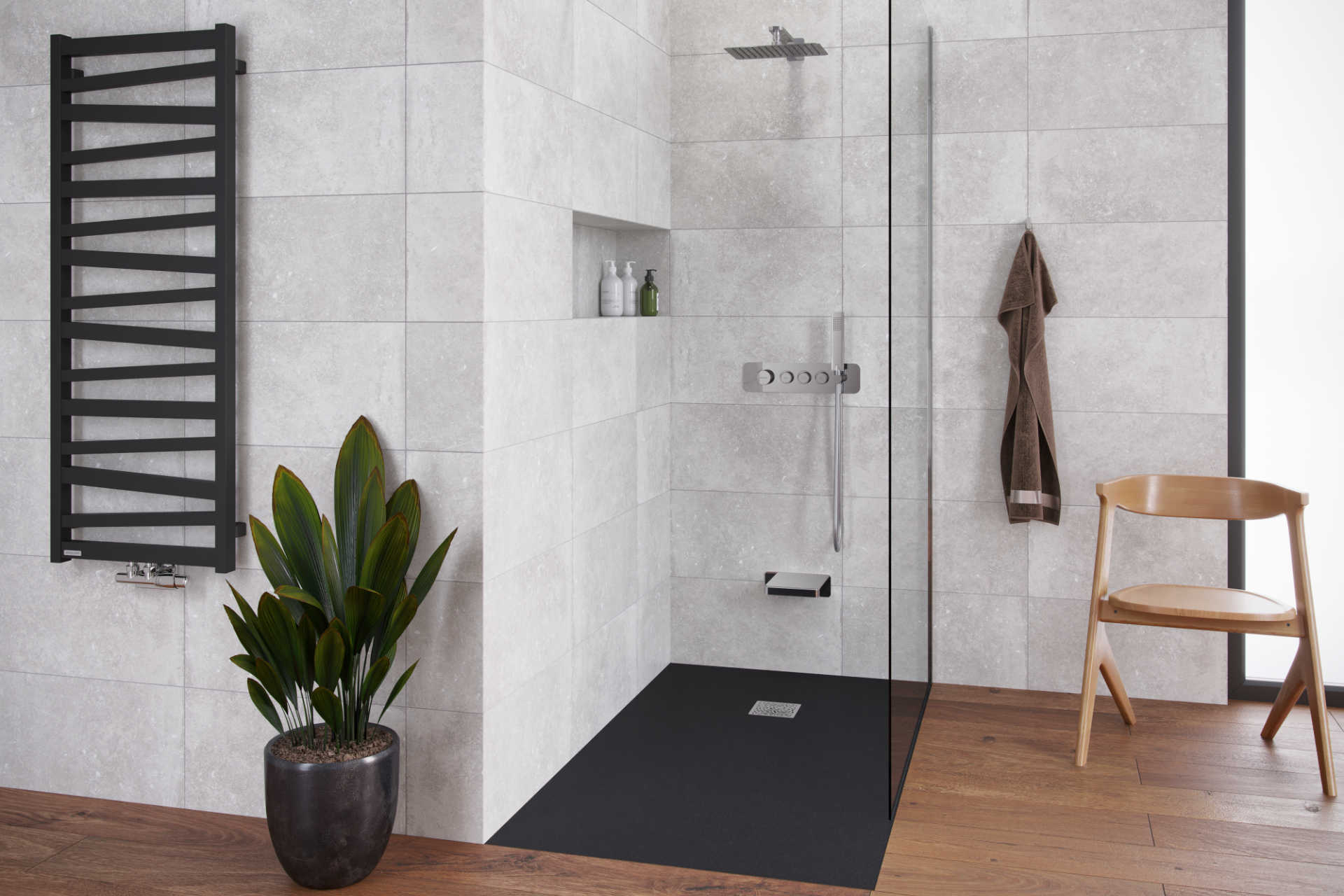Italic grzejnik łazienkowy 131x50 cm, czarny soft