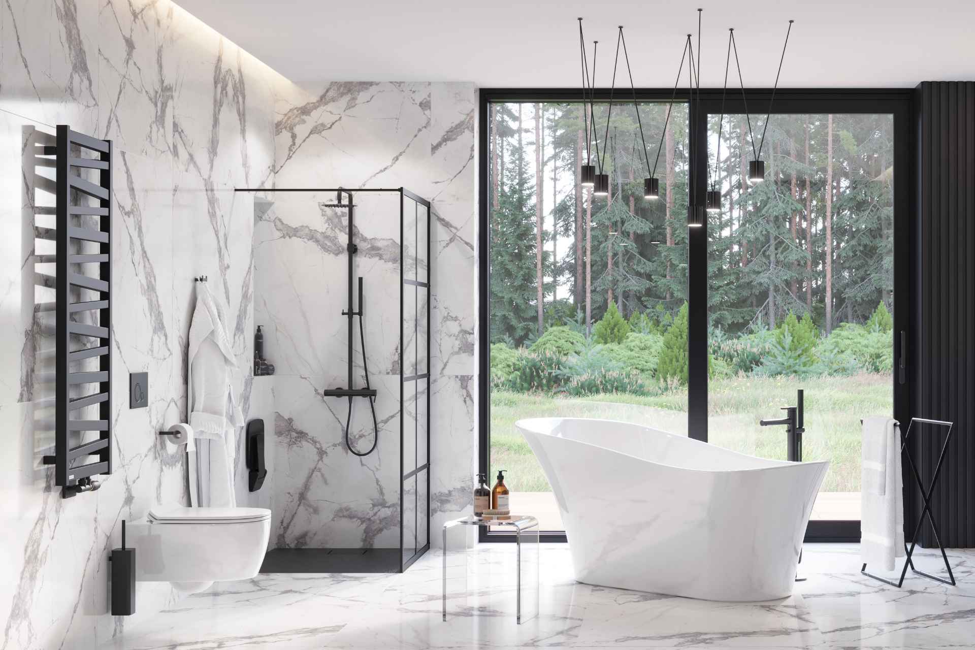 Italic grzejnik łazienkowy 131x50 cm, czarny soft