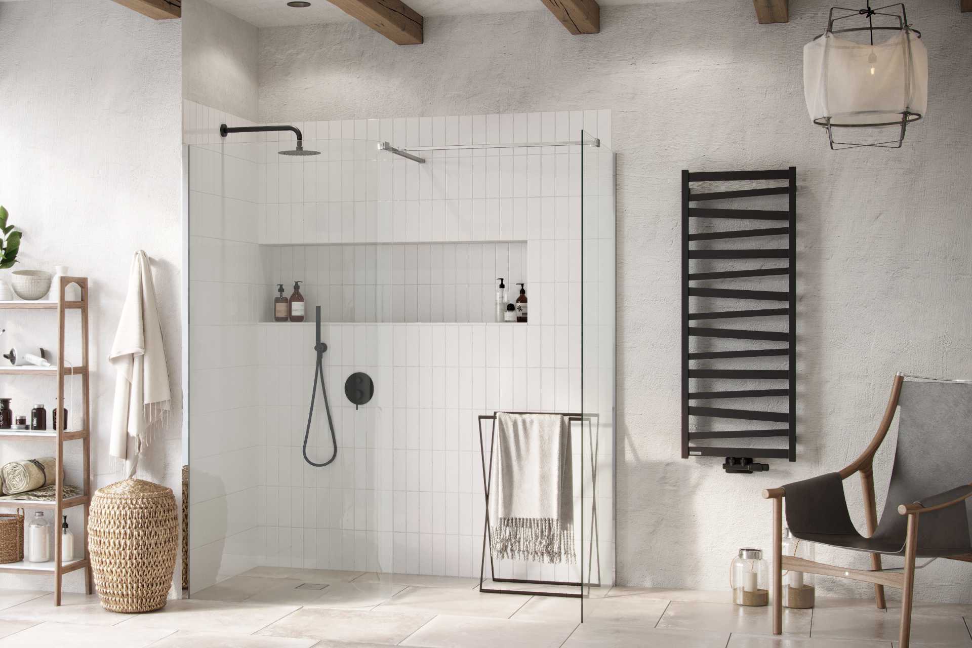 Italic grzejnik łazienkowy 131x50 cm, czarny soft