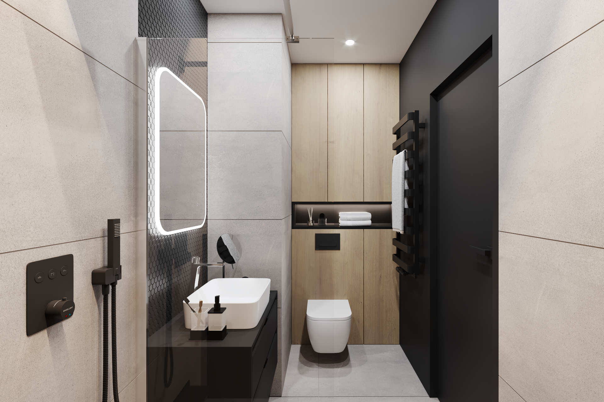 Meteor grzejnik łazienkowy 111x50 cm, czarny soft