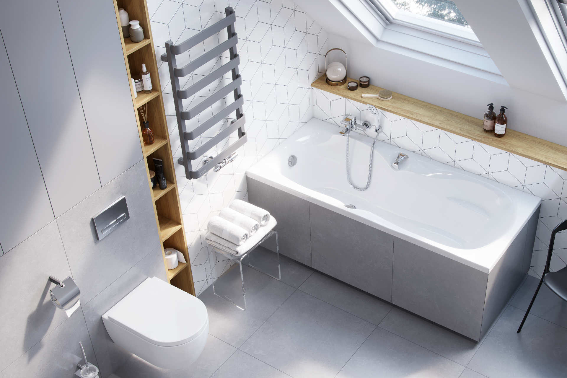 Meteor grzejnik łazienkowy 85x50 cm, szary metalik