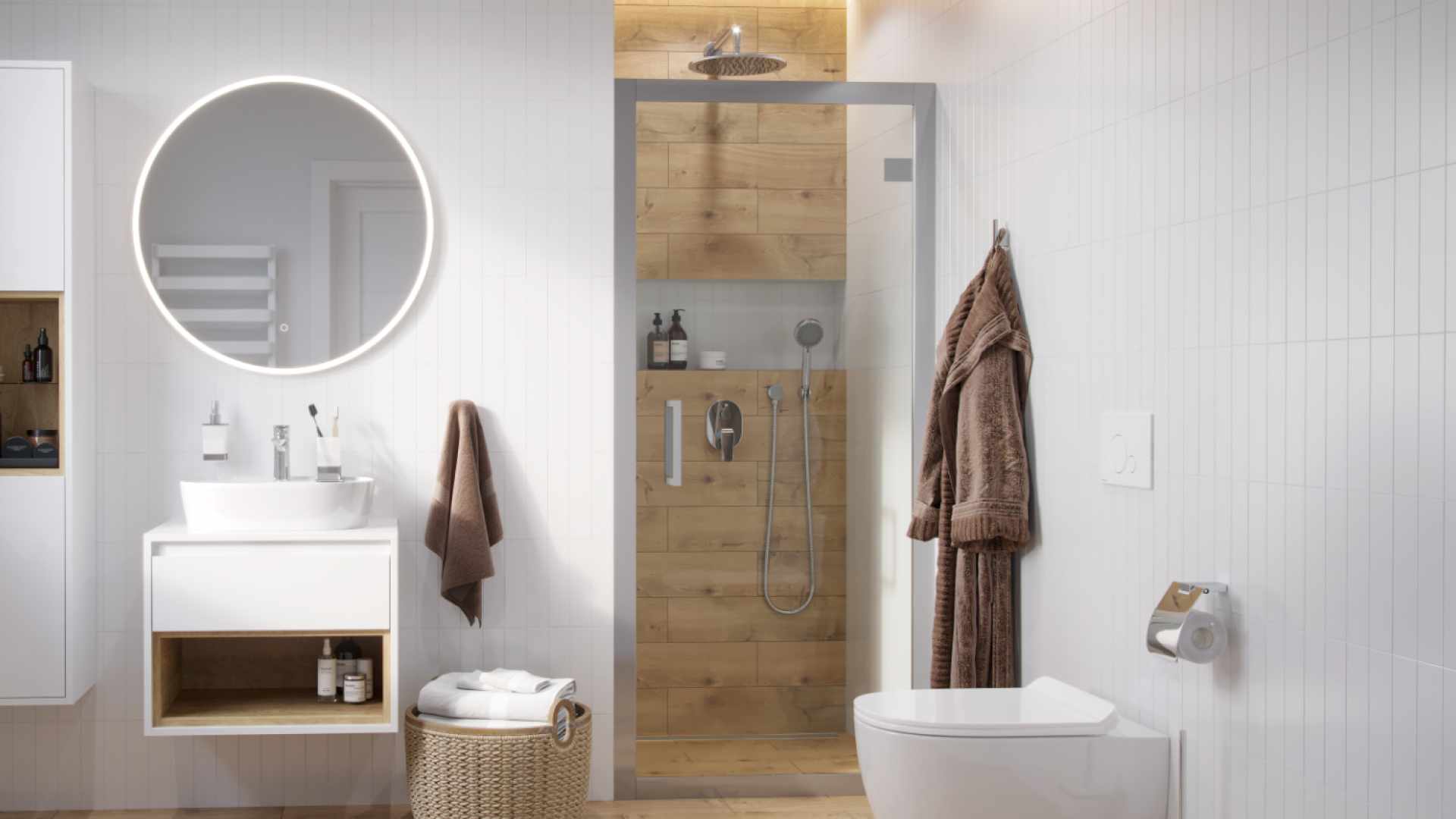 Ramię prysznicowe ścienne 40 cm okrągłe, czarny mat