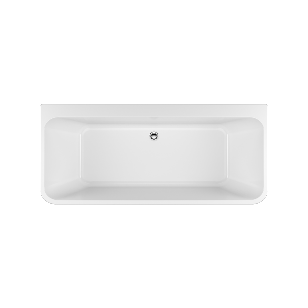 Lila 2.0 wanna prostokątna 160x73 cm przyścienna, biały połysk
