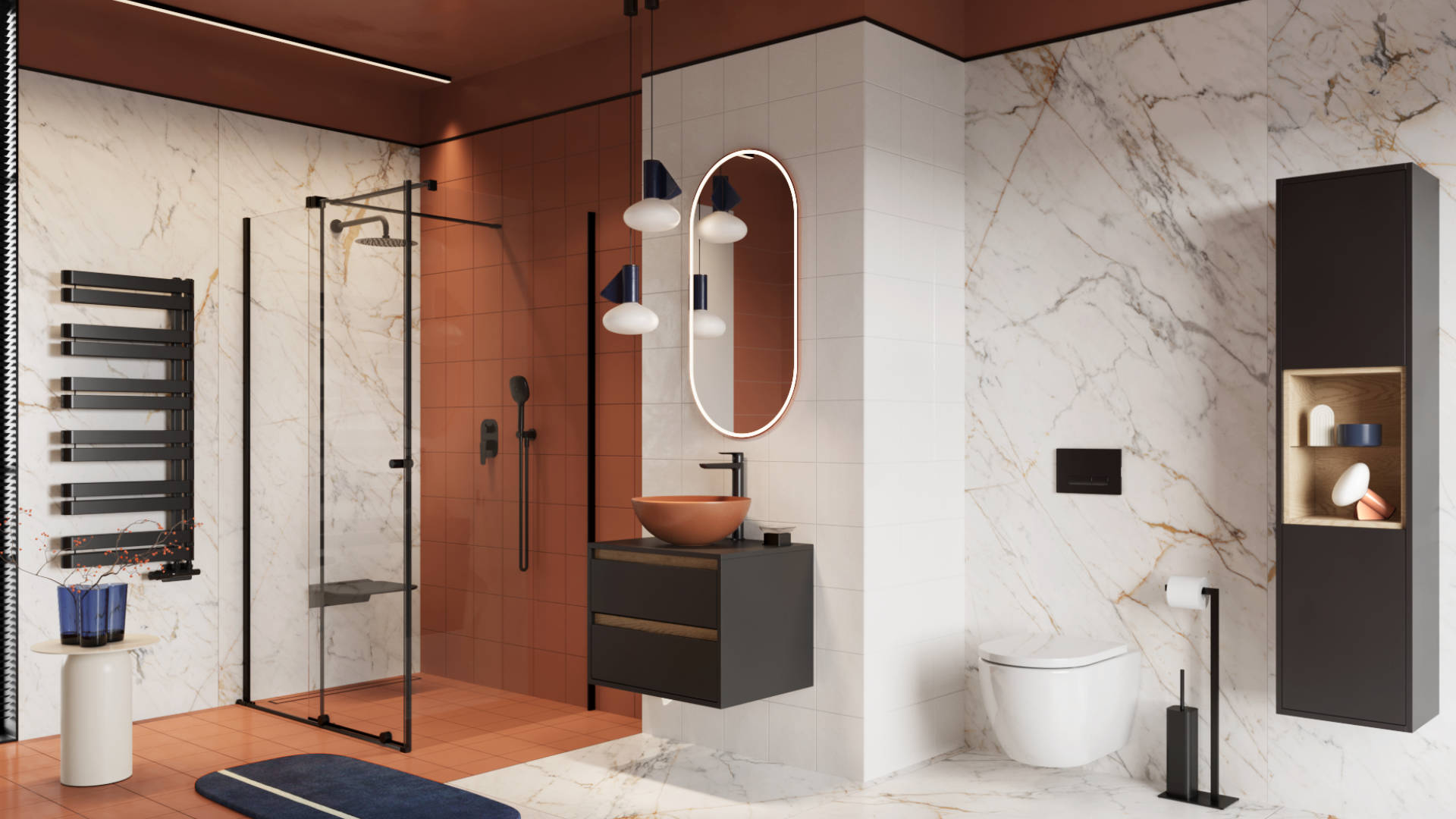 Luqa umywalka nablatowa 40 cm okrągła, terracotta mat