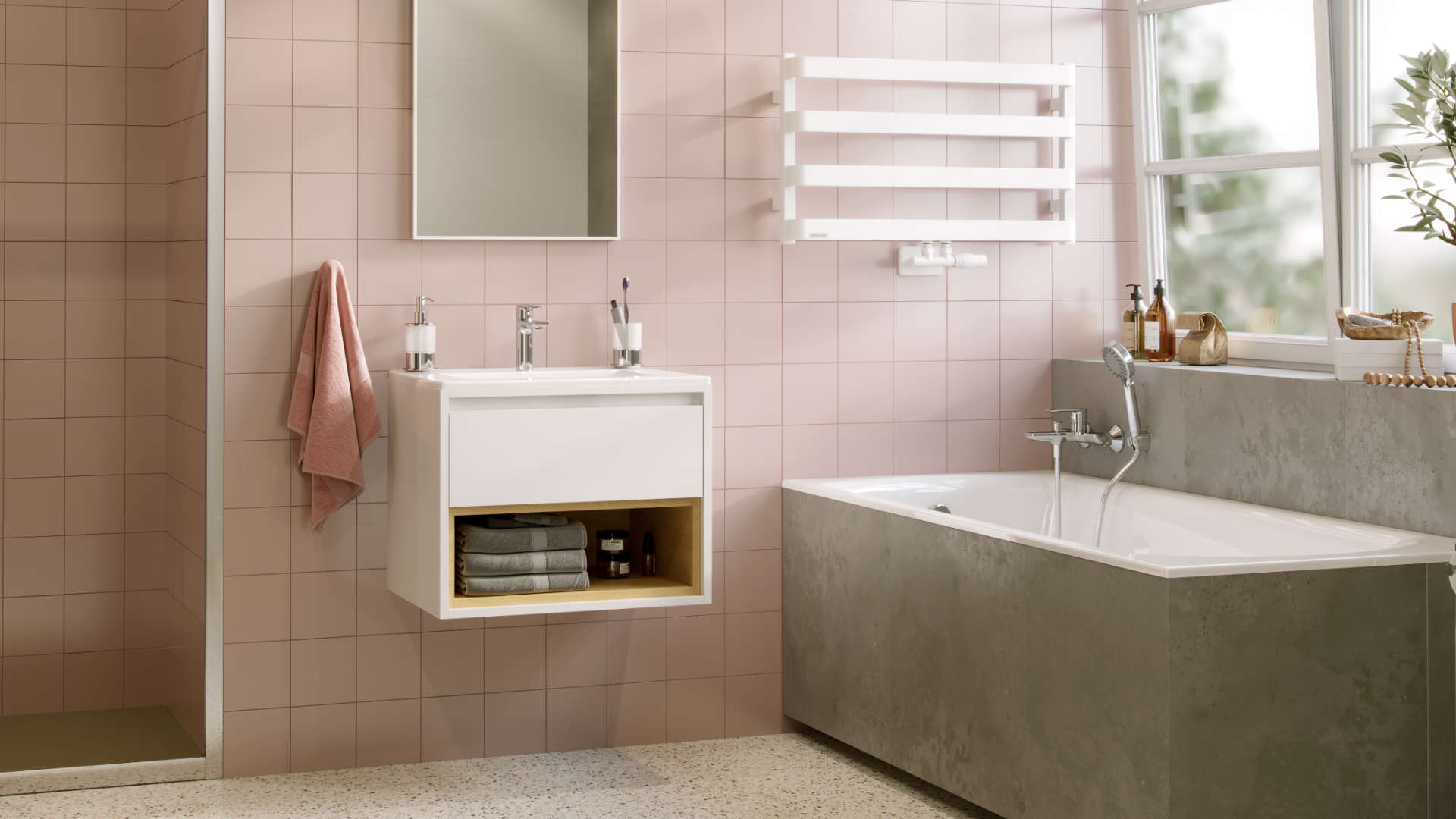 Glad bateria umywalkowa stojąca, chrom