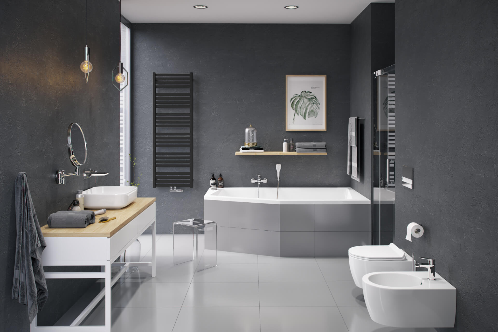 Horos grzejnik łazienkowy 146x50 cm, czarny soft