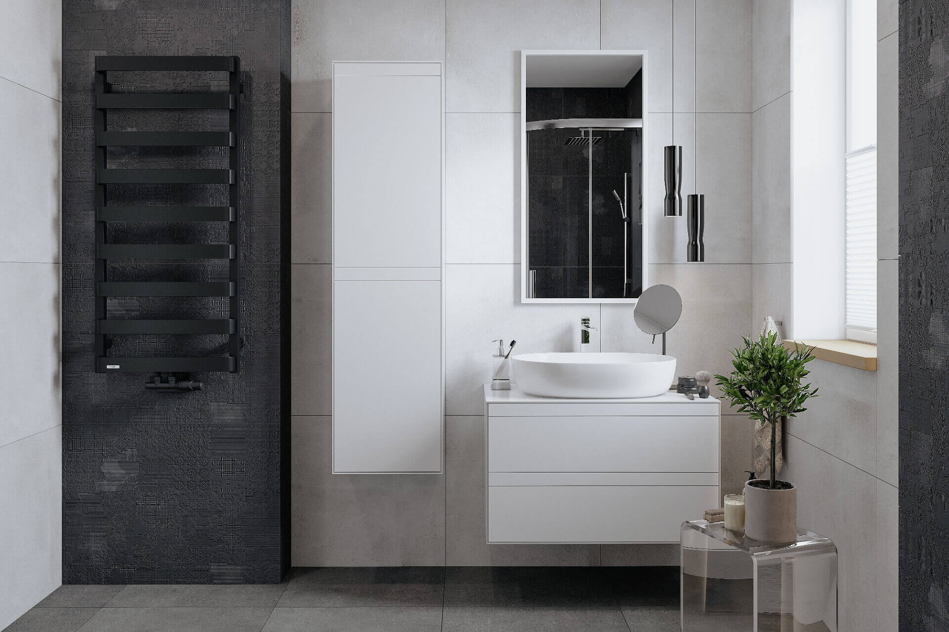 Meteor grzejnik łazienkowy 111x50 cm, czarny soft