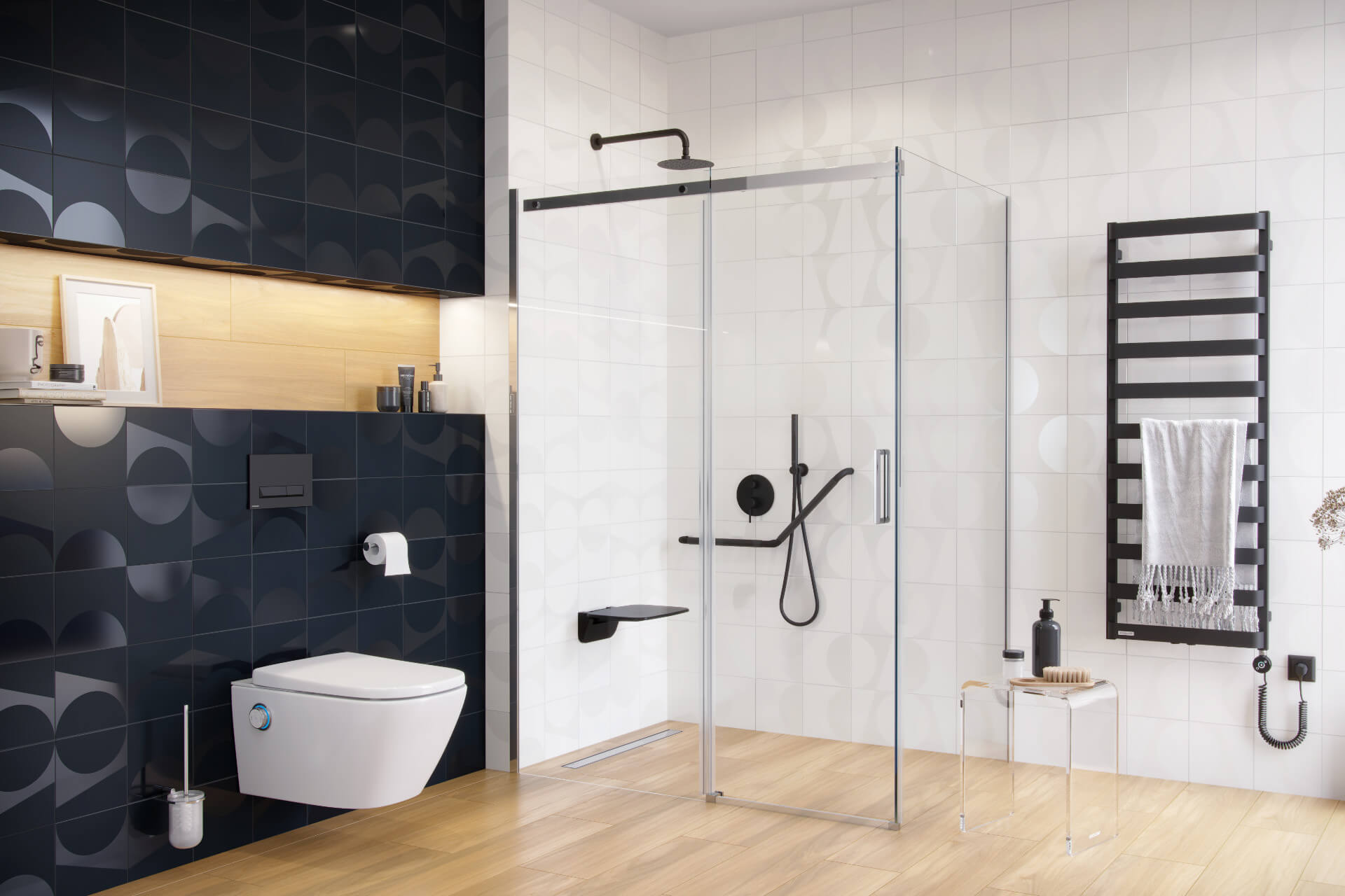 Rols ścianka prysznicowa boczna 80 cm powłoka Clean Control, chrom