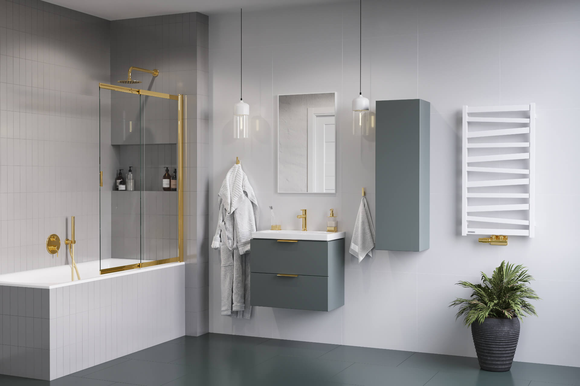 Volaro 2.0 zestaw zintegrowany termostat grzejnikowy lewy, złoty połysk