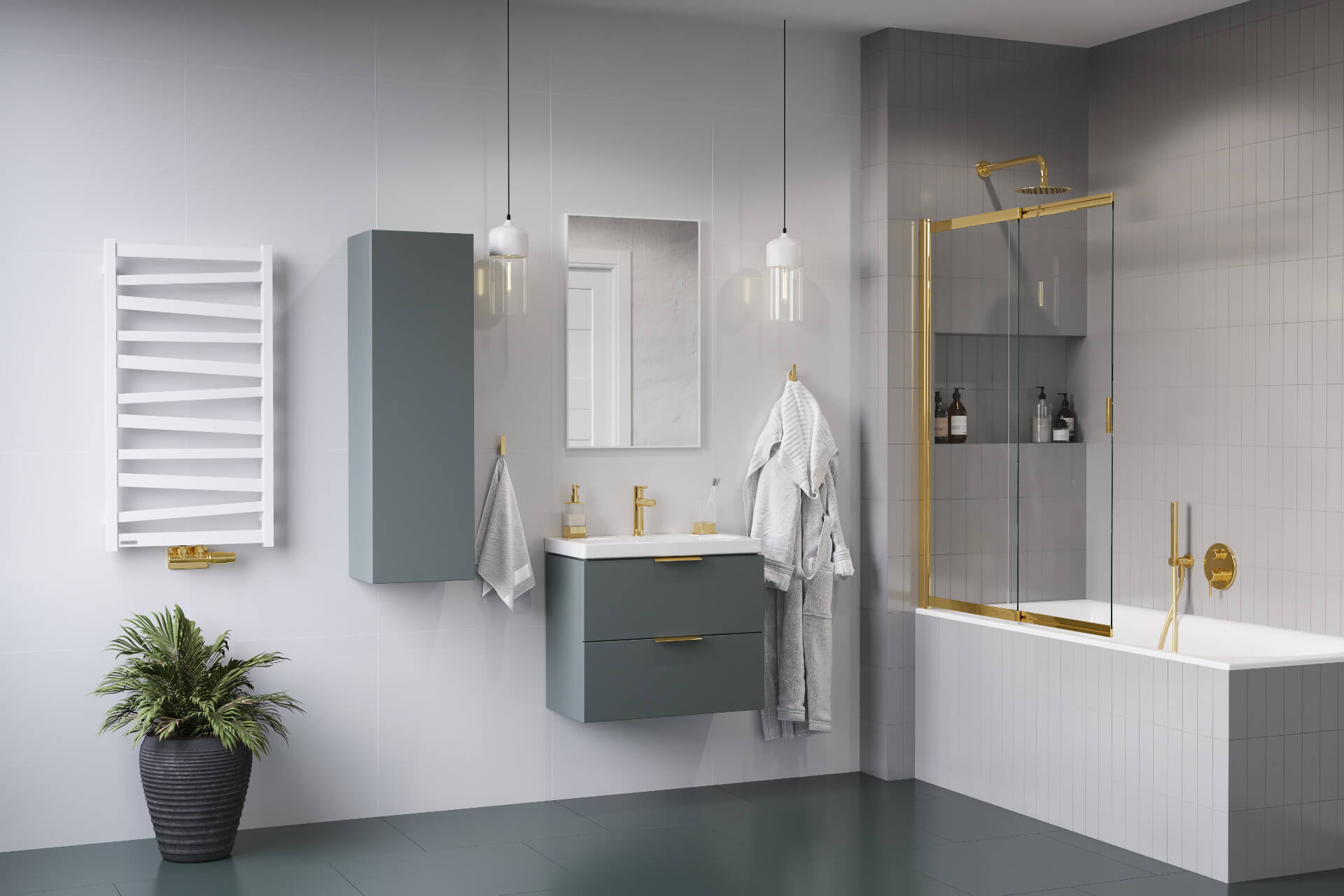 Volaro 2.0 zestaw zintegrowany termostat grzejnikowy prawy, złoty połysk