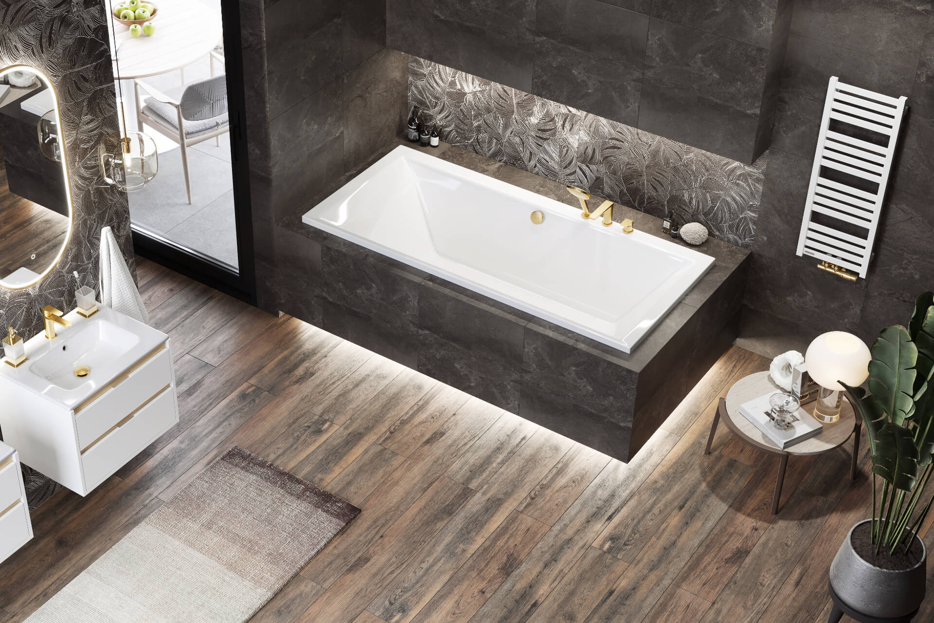 Volaro 2.0 zestaw zintegrowany termostat grzejnikowy prawy, złoty połysk