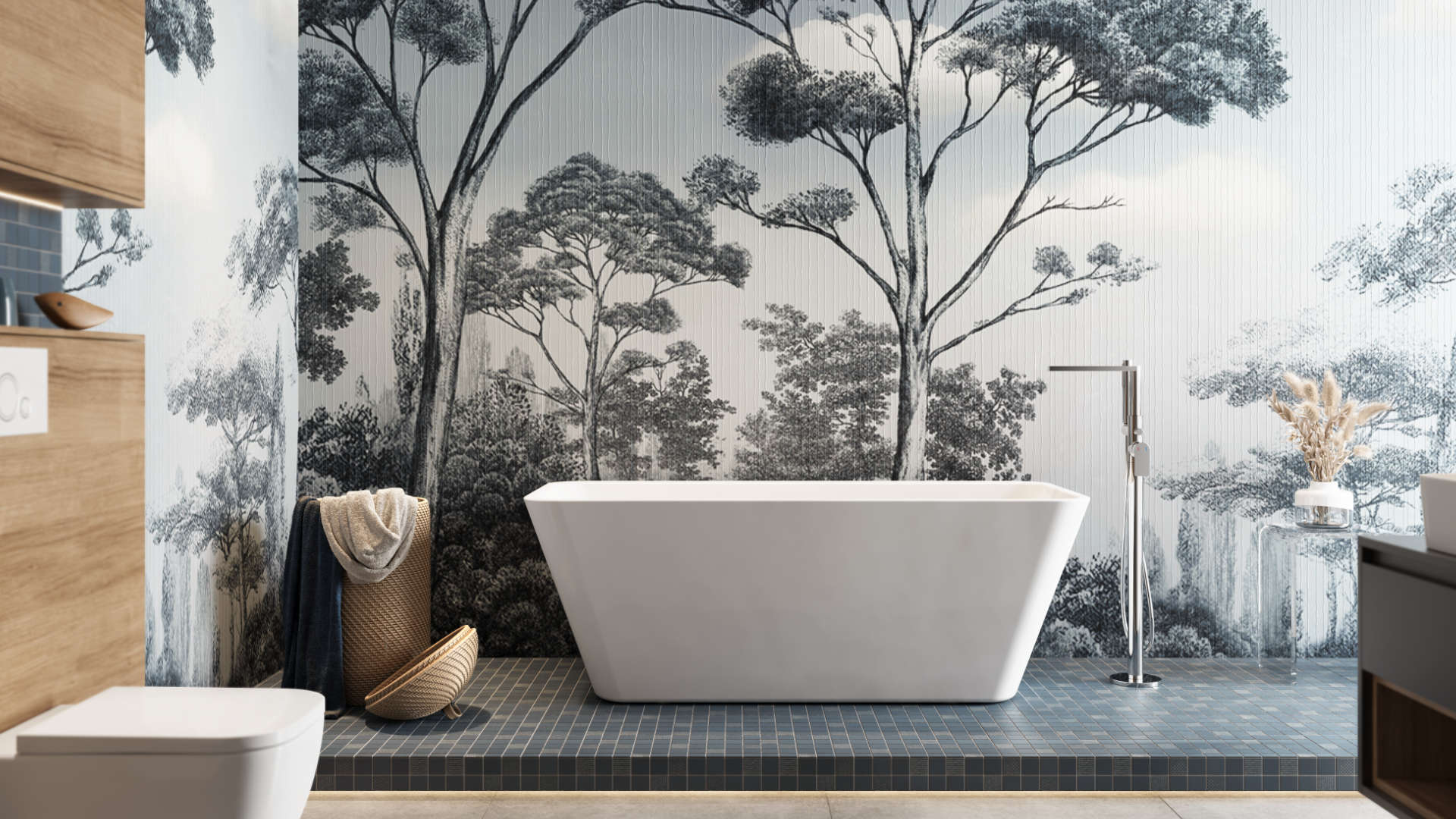 Glad bateria wannowo-prysznicowa wolnostojąca, czarny soft