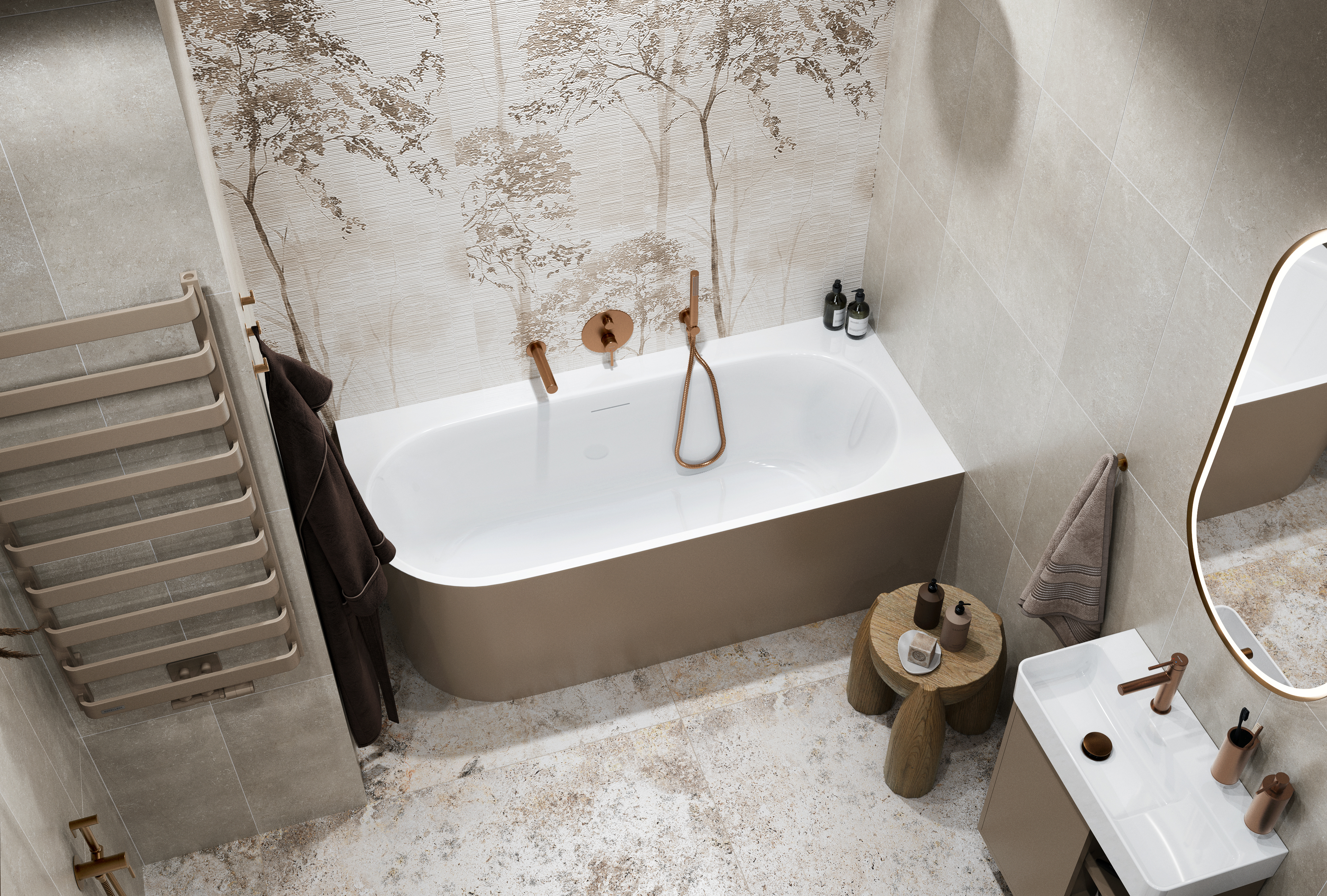 PI wylewka wannowa ścienna, grafit szczotkowany