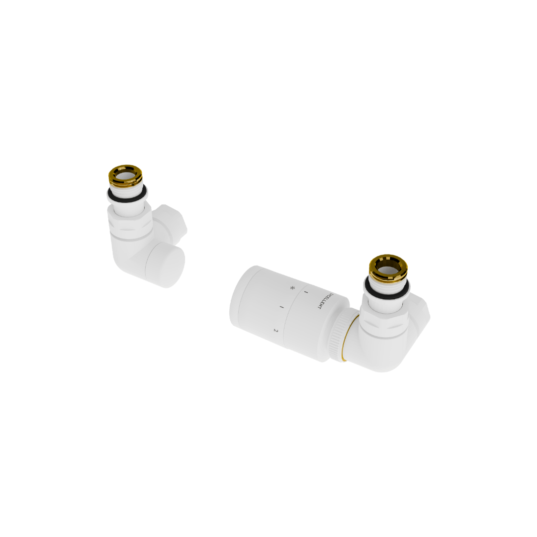 Caldo zestaw trójosiowy z głowicą termostatyczną, prawy, biały mat