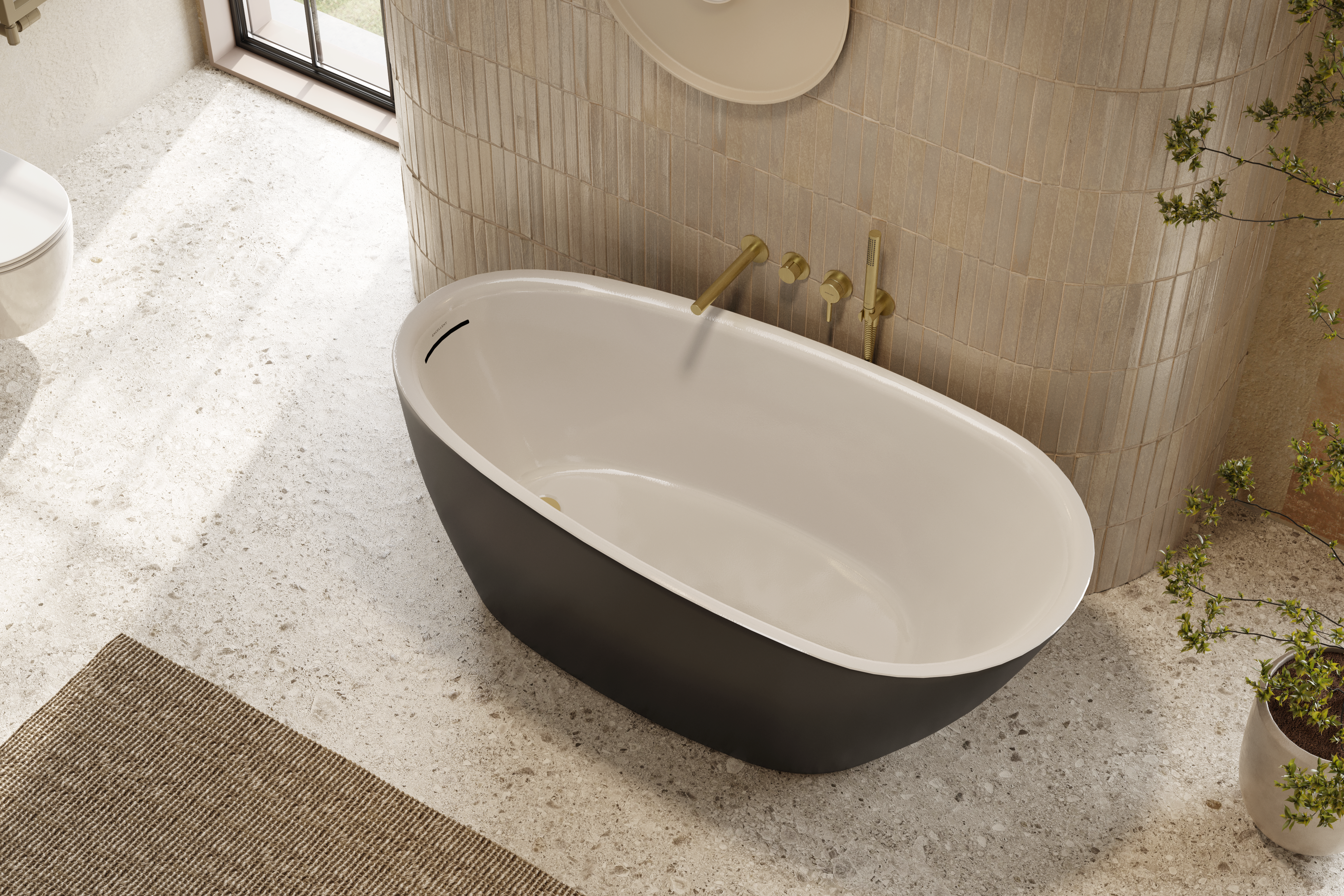 PI wylewka wannowa ścienna, złoty szczotkowany