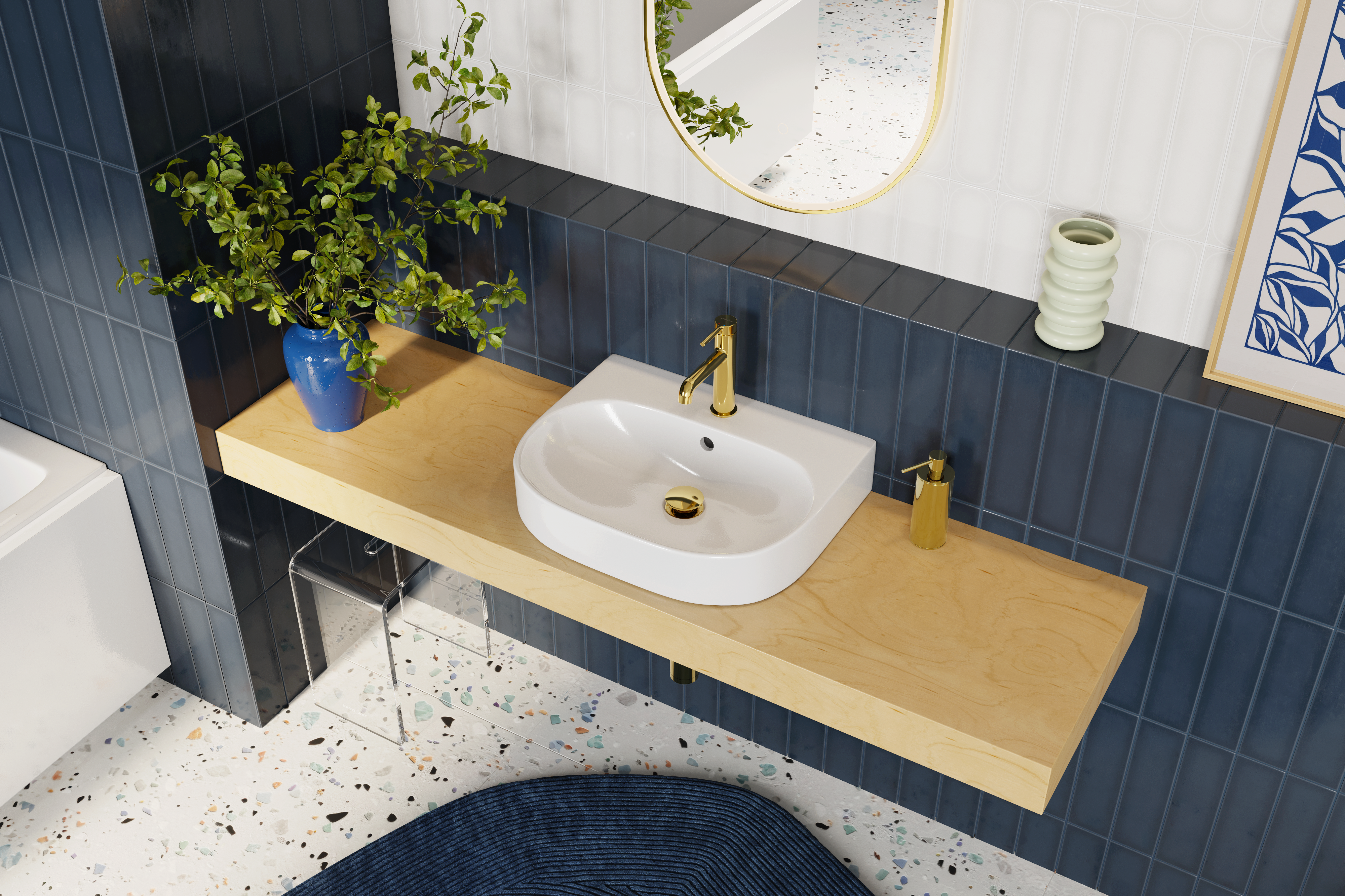 Delta PI bateria umywalkowa stojąca, złoty połysk