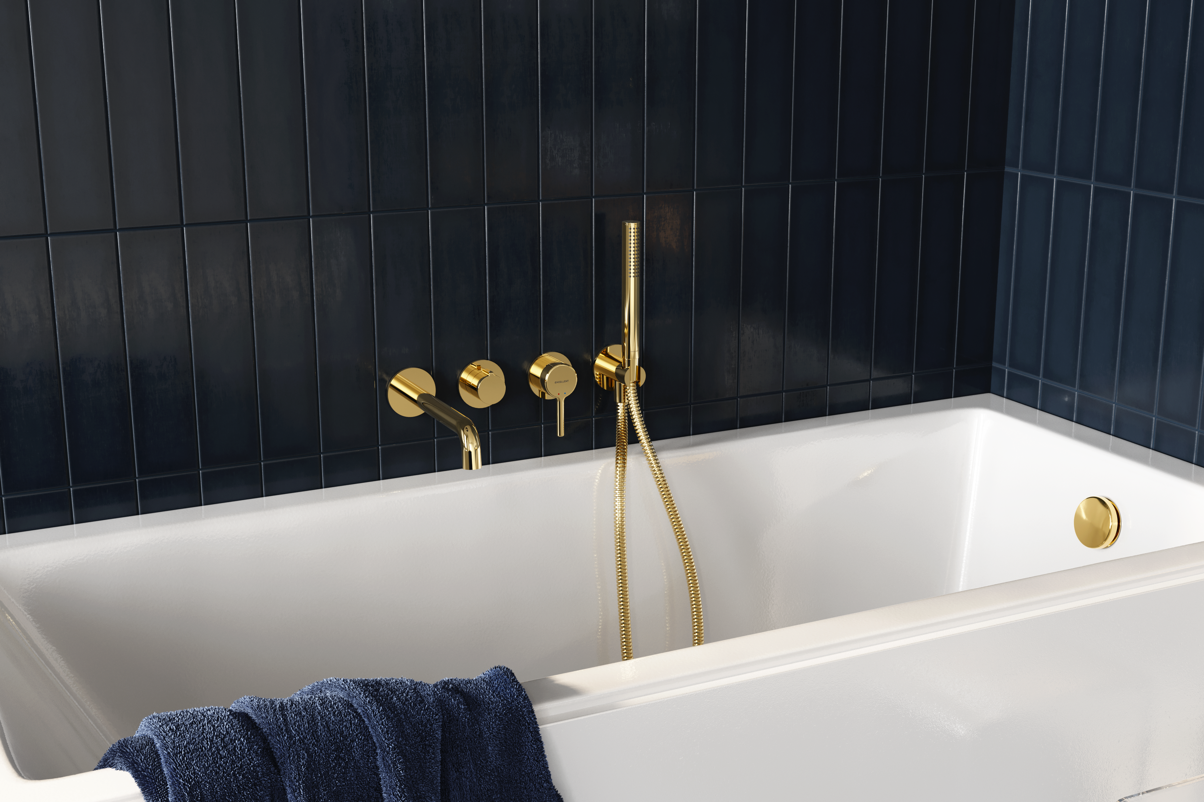 Delta PI wylewka wannowa ścienna, złoty połysk