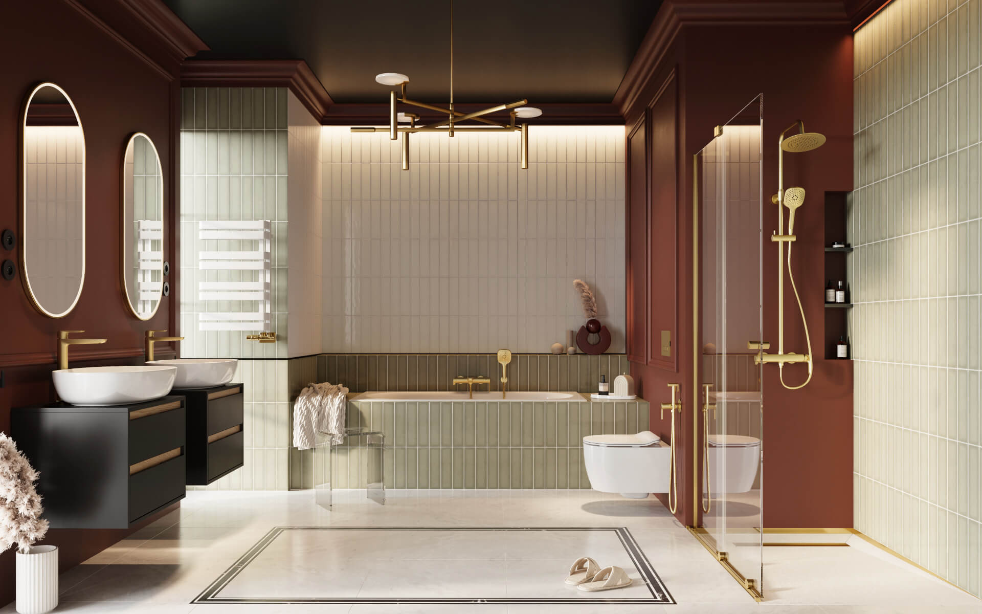 Ortigo wspornik kątowy "L", dla rozmiarów kabiny 100-140cm, złoty połysk