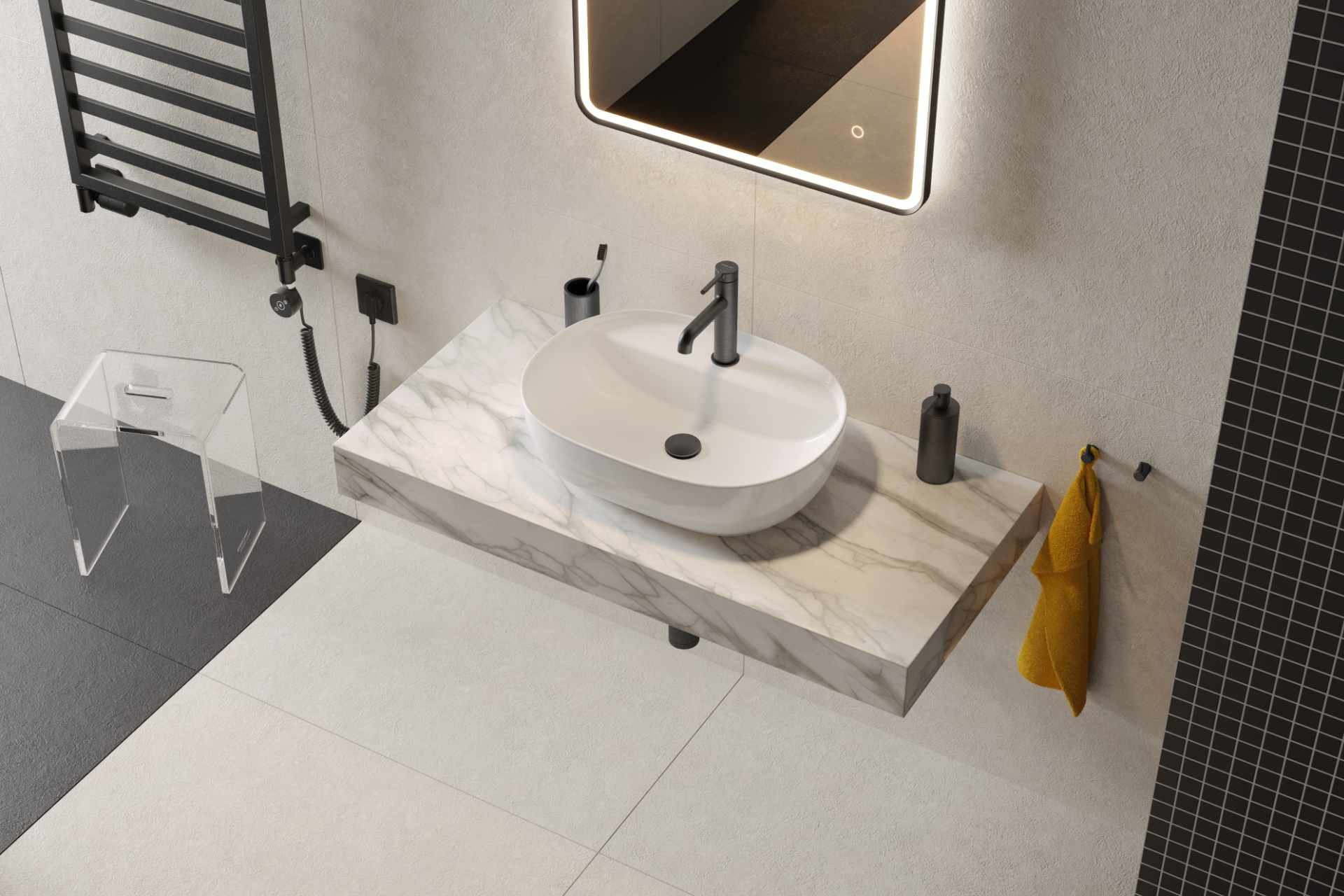 Delta PI bateria umywalkowa stojąca, czarny mat