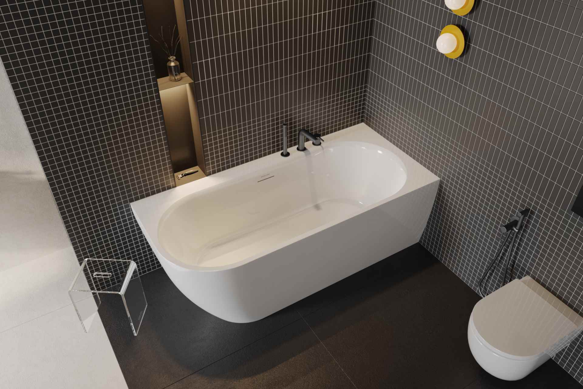 PI bateria wannowa 3 otworowa, grafit szczotkowany