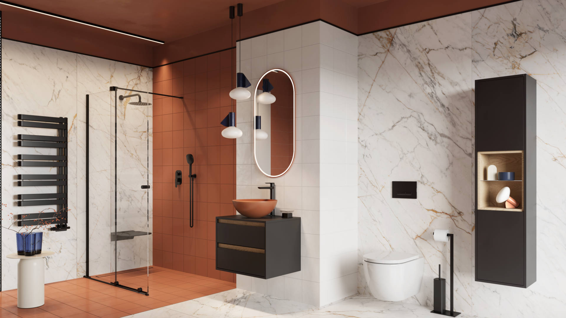 Clever 2.0 bateria umywalkowa stojąca, czarny soft