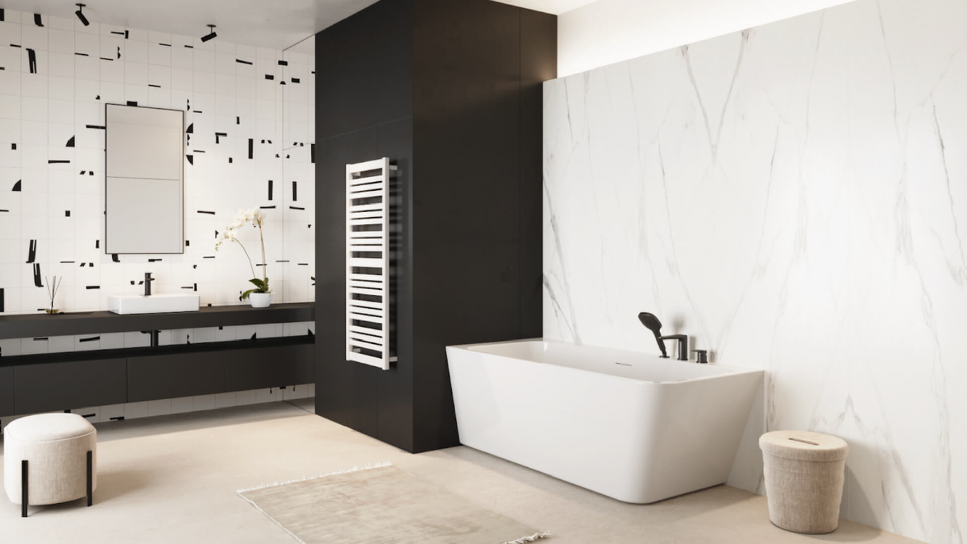 Conti grzejnik łazienkowy 121x50 cm, biały mat