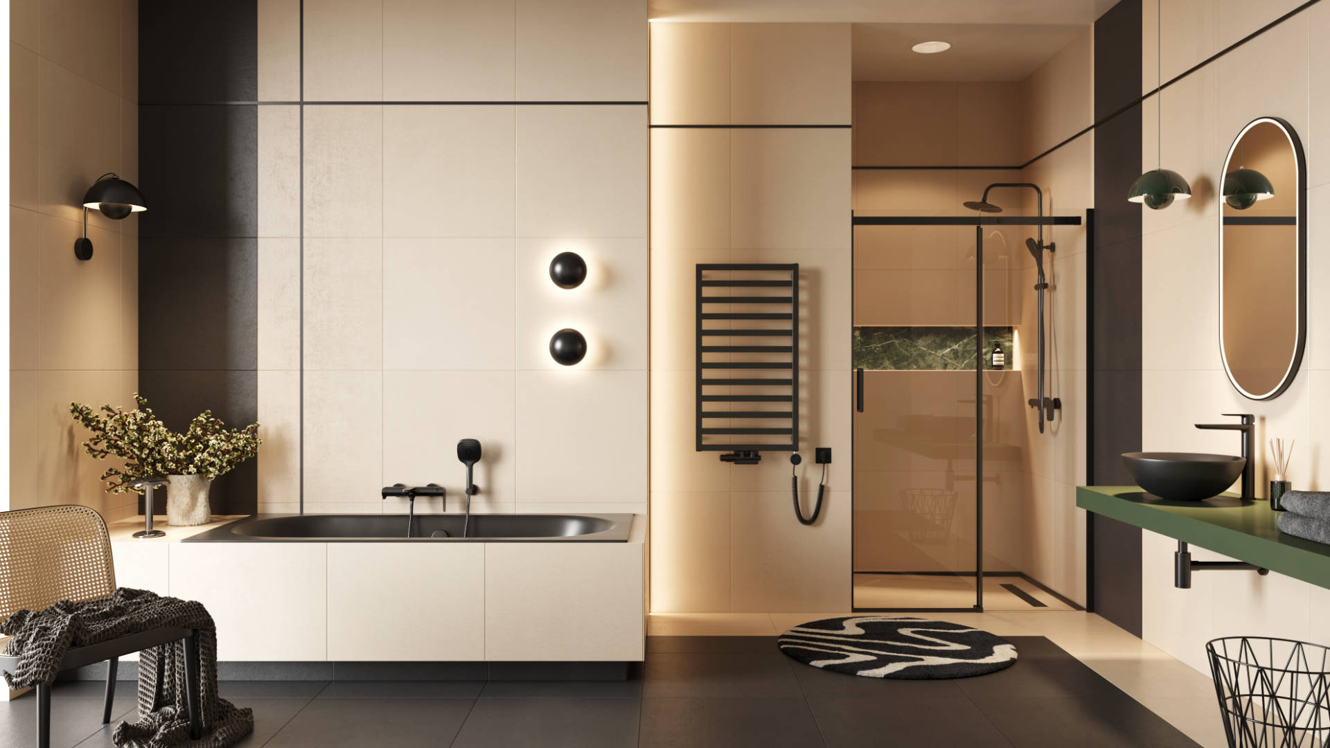 Clever 2.0 bateria wannowo-prysznicowa, czarny soft