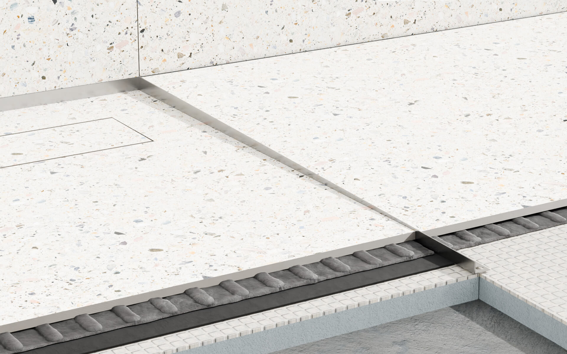 Profil brodzikowy 120 cm, spadkowy czołowy , stal nierdzewna, polerowany