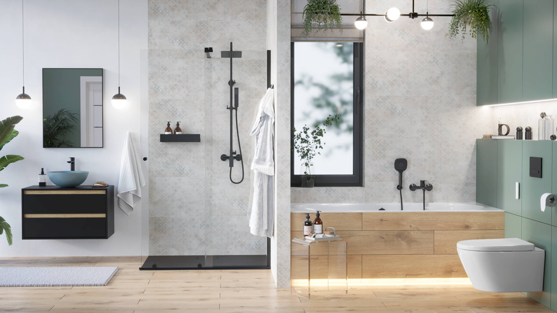 Glad Rain zestaw prysznicowy ścienny z deszczownicą 25 cm, czarny soft