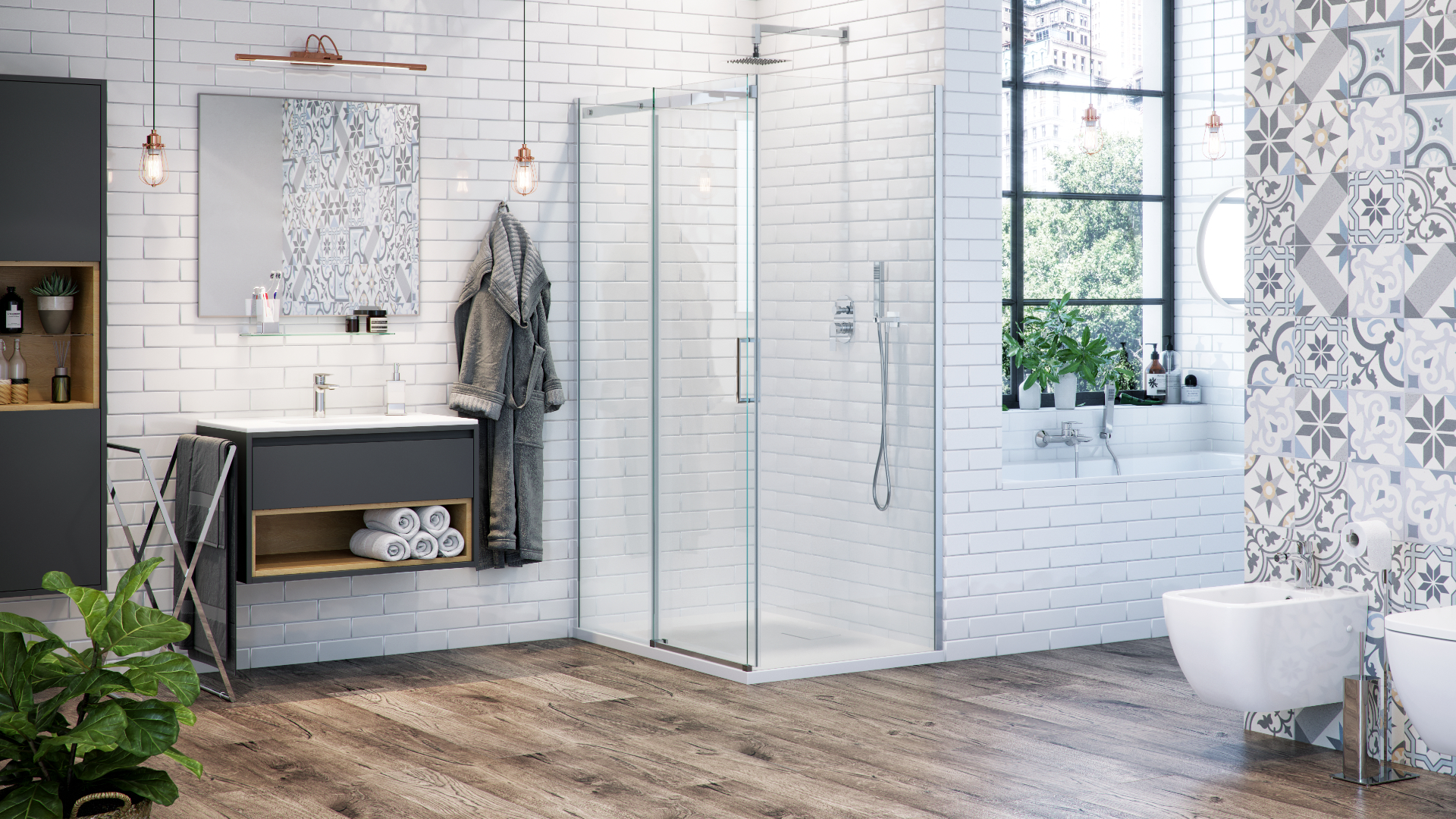 Tuto szafka 60 cm wisząca, 1 szuflada, z umywalką As, szary/dąb