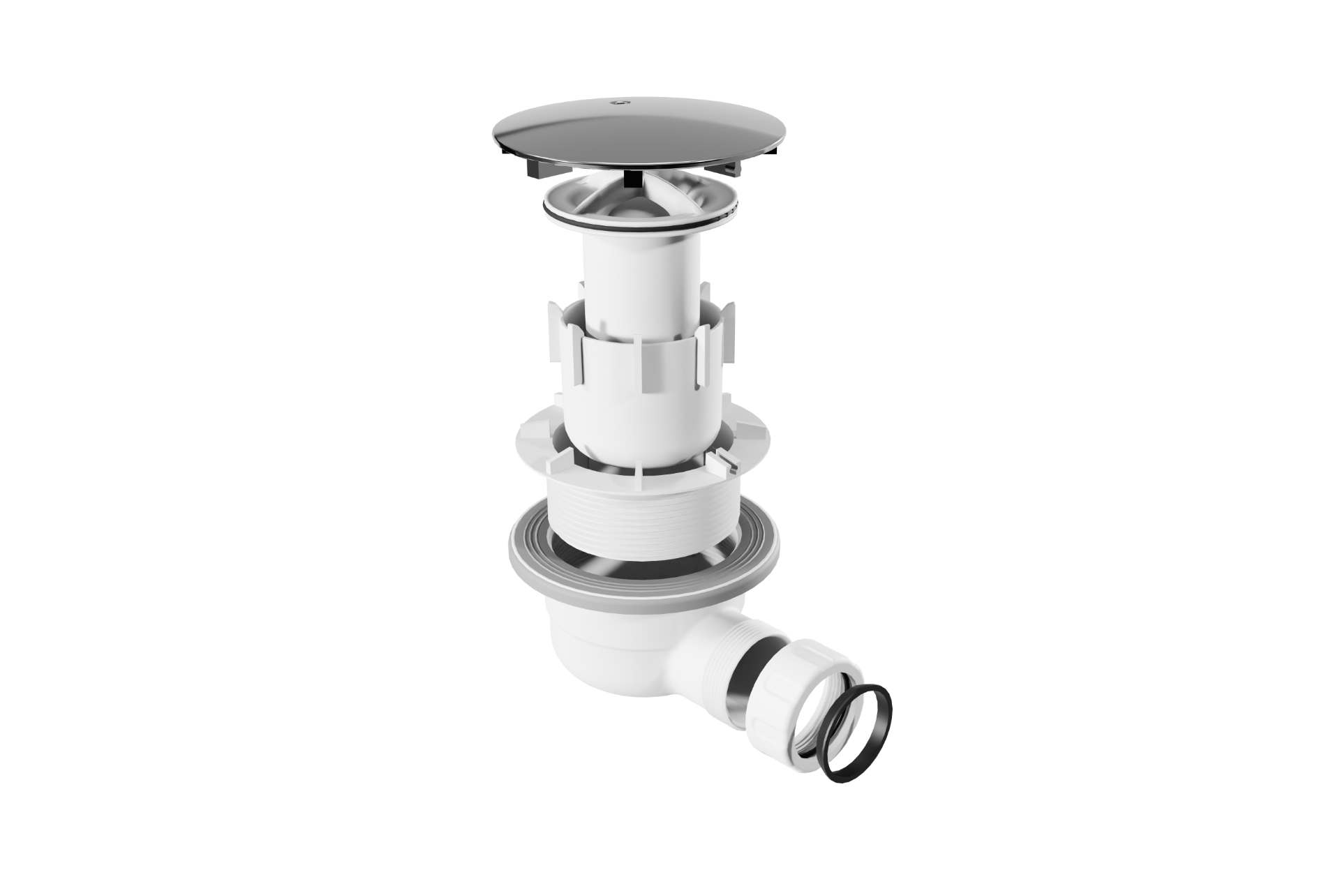 Vert syfon do brodzika biały 90 mm z pokrywą, chrom