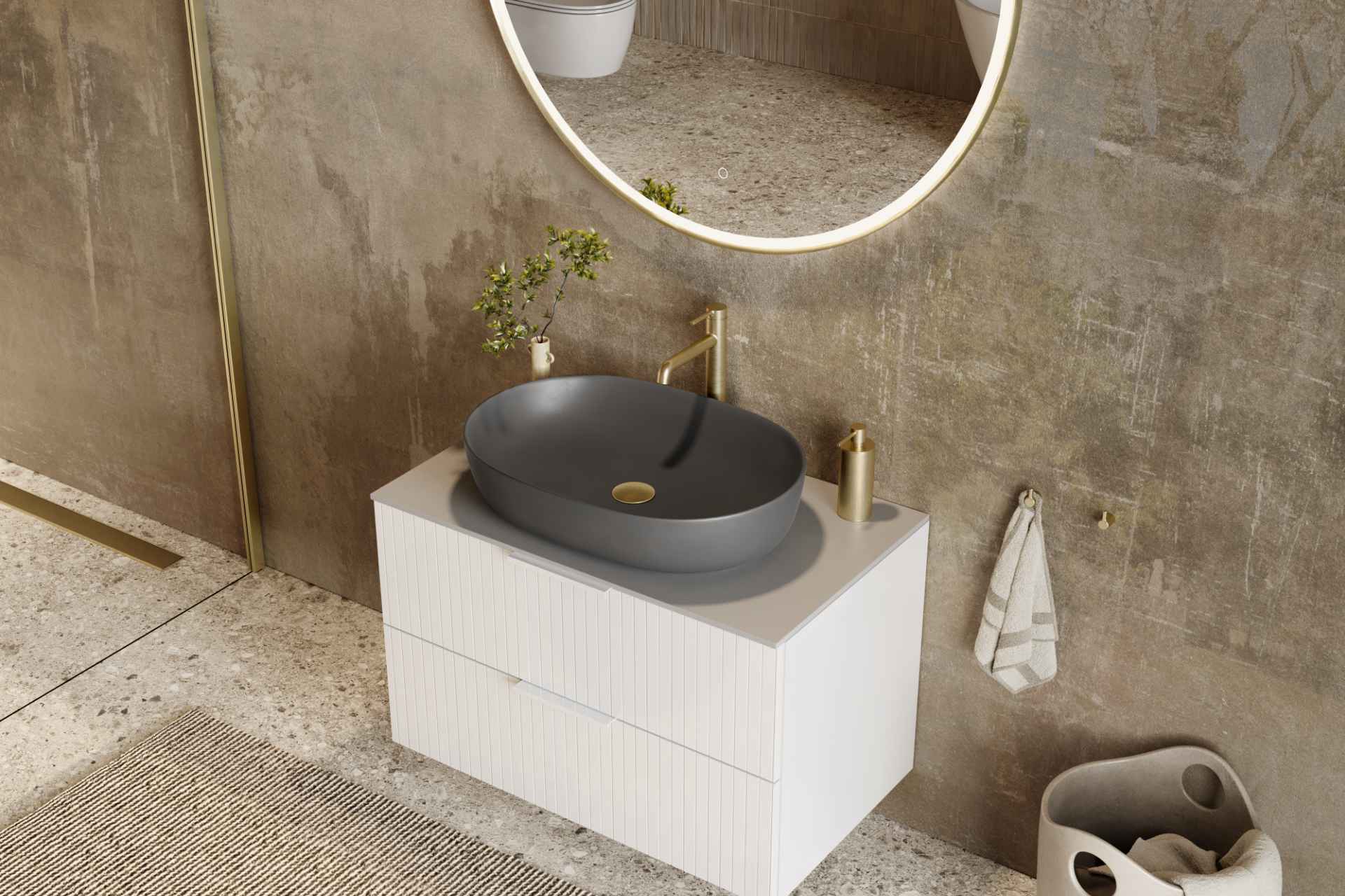 Jima umywalka nablatowa 61x41 cm owalna, grafit mat