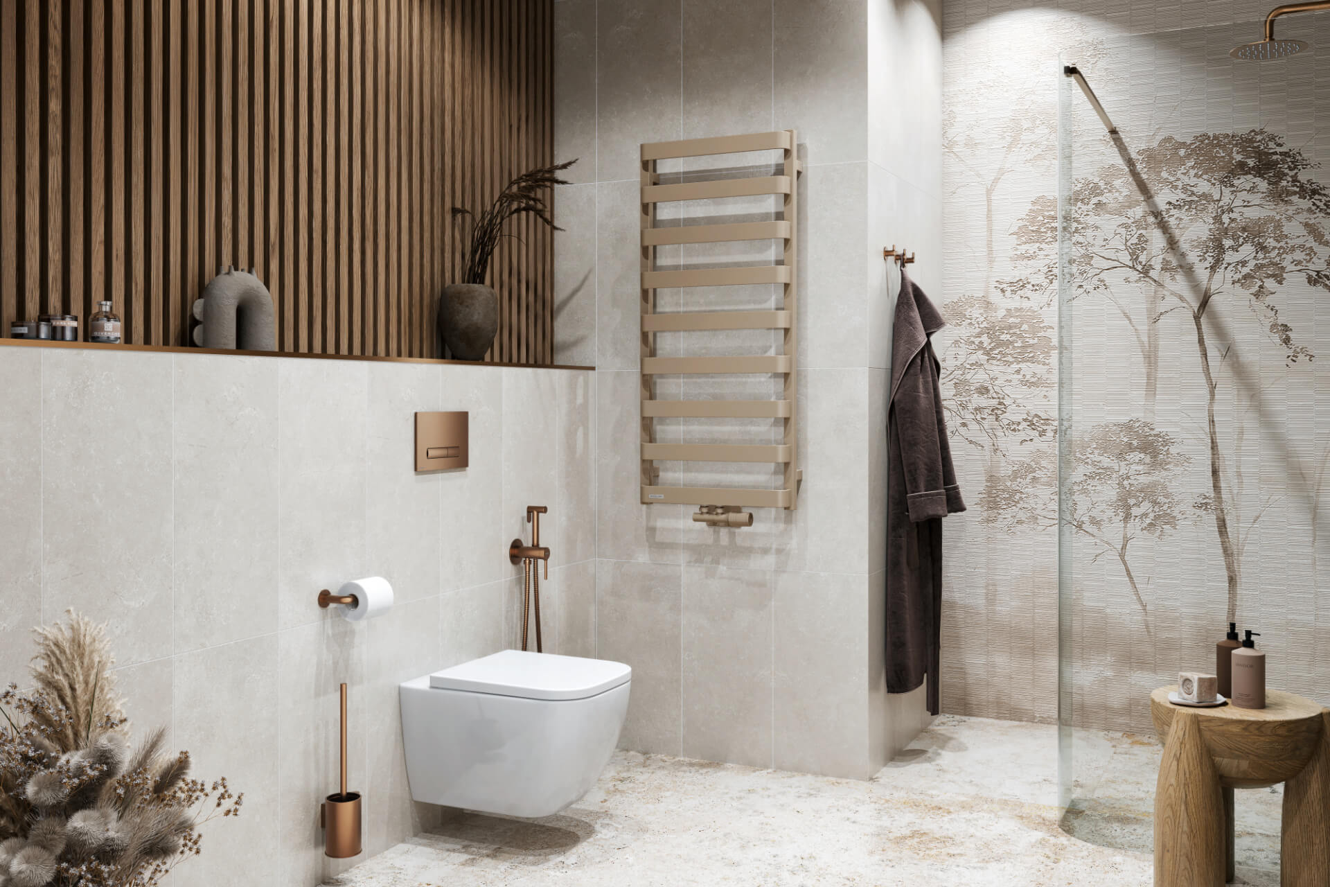 Meteor grzejnik łazienkowy 111x50 cm, cappuccino