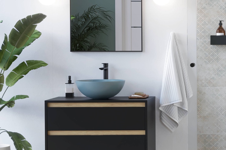 umywalka w kolorze mint blue